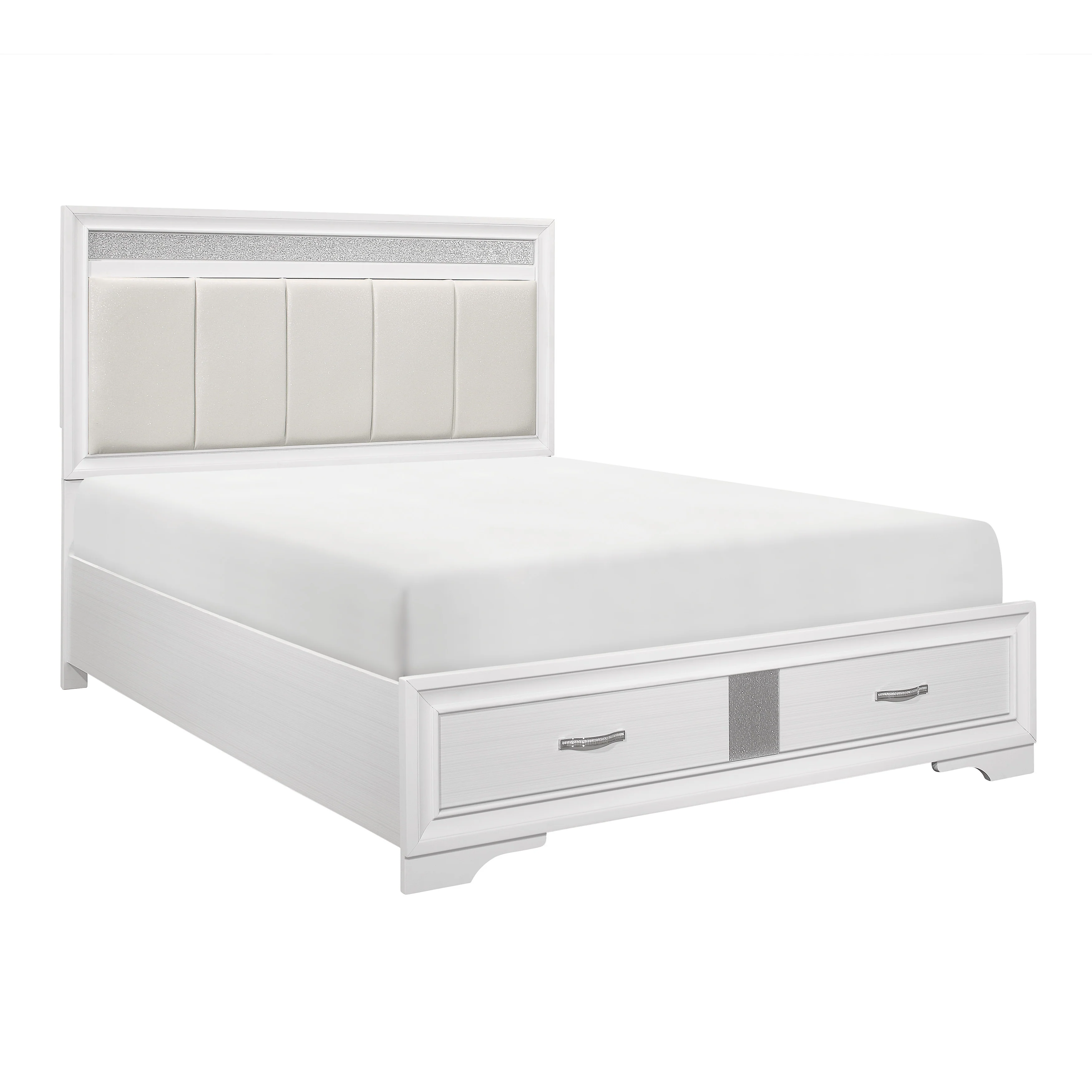 Luster White/Silver 5-Piece Queen Bedroom Set - Image 3