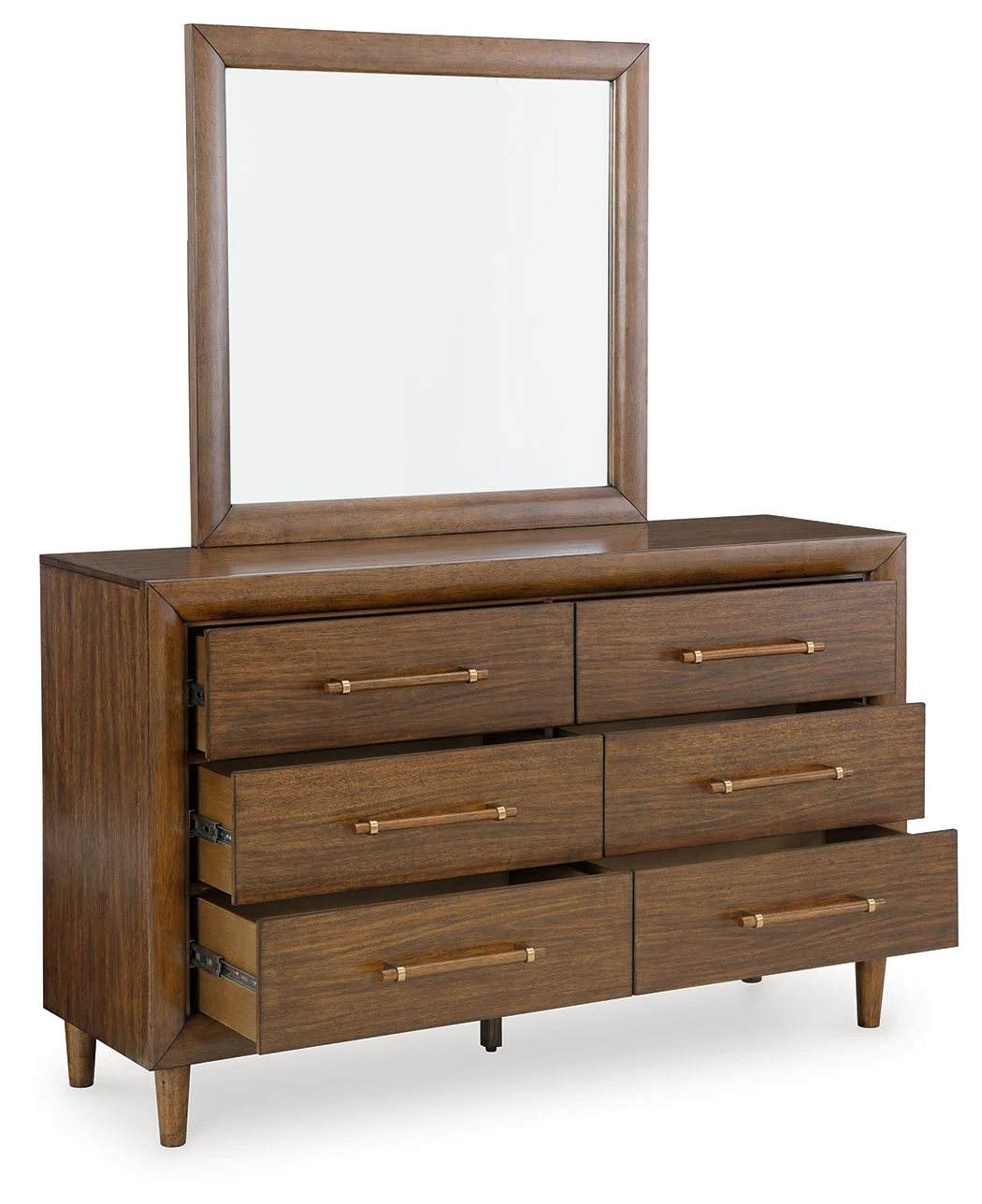 Lyncott Brown Queen Upholstered Bed, Dresser, Mirror and Nightstand (Online Special Price) - Image 4