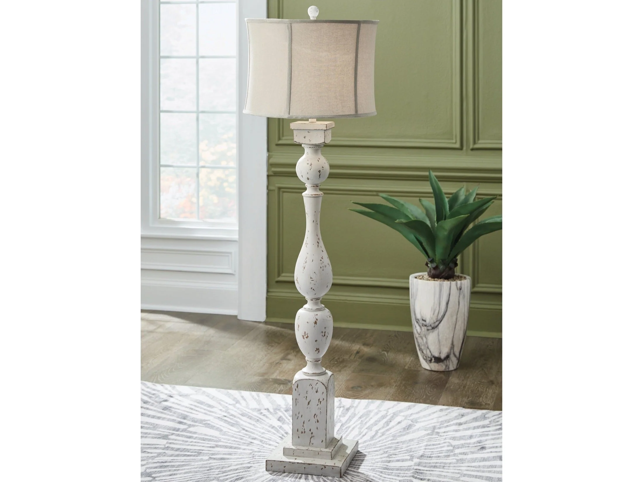 Madsbrook Antique White Poly Floor Lamp (Online Special Price)