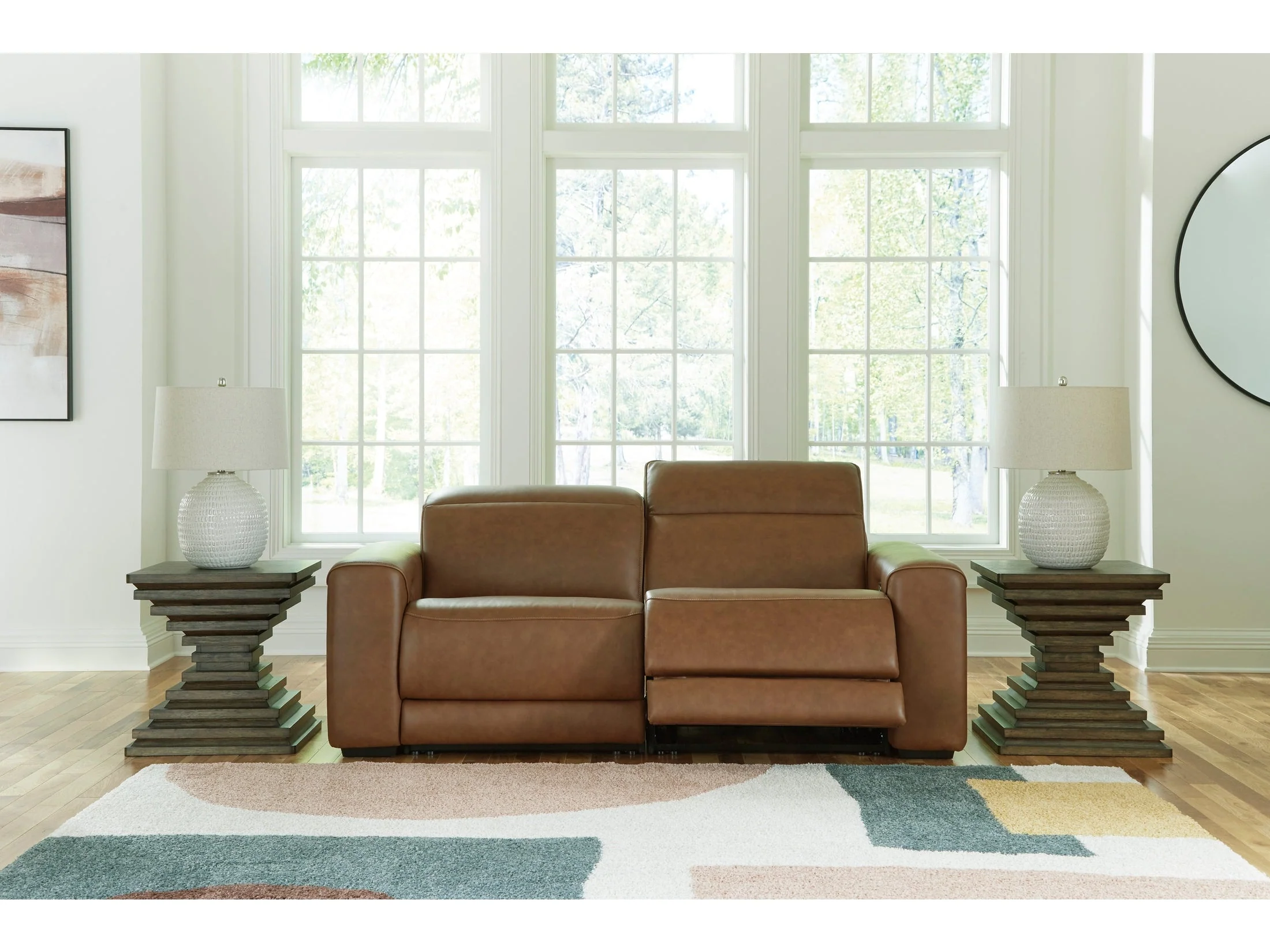 Magic Man Caramel 2-Piece Power Reclining Sectional Loveseat (Online Special Price)