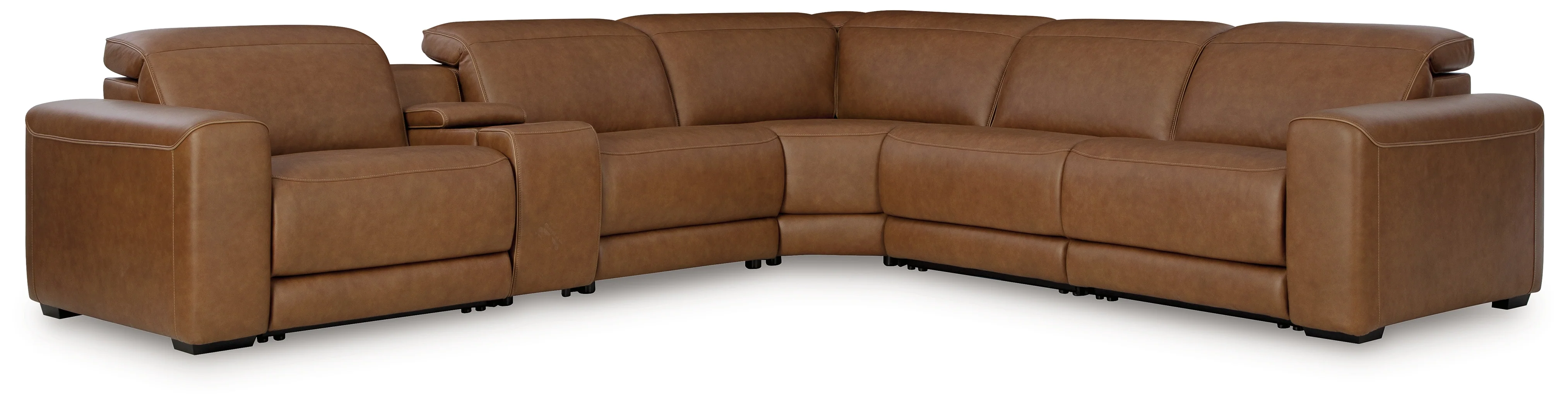 Magic Man Caramel 6-Piece Power Reclining Sectional with Console (Online Special Price) - Image 2