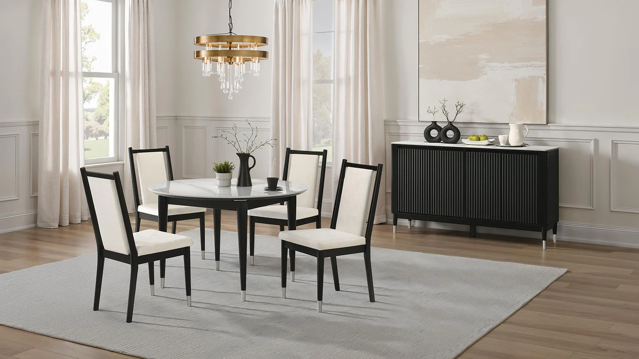 Maidstone Black/White 5 Pc. Round Dining Table Set - Image 2