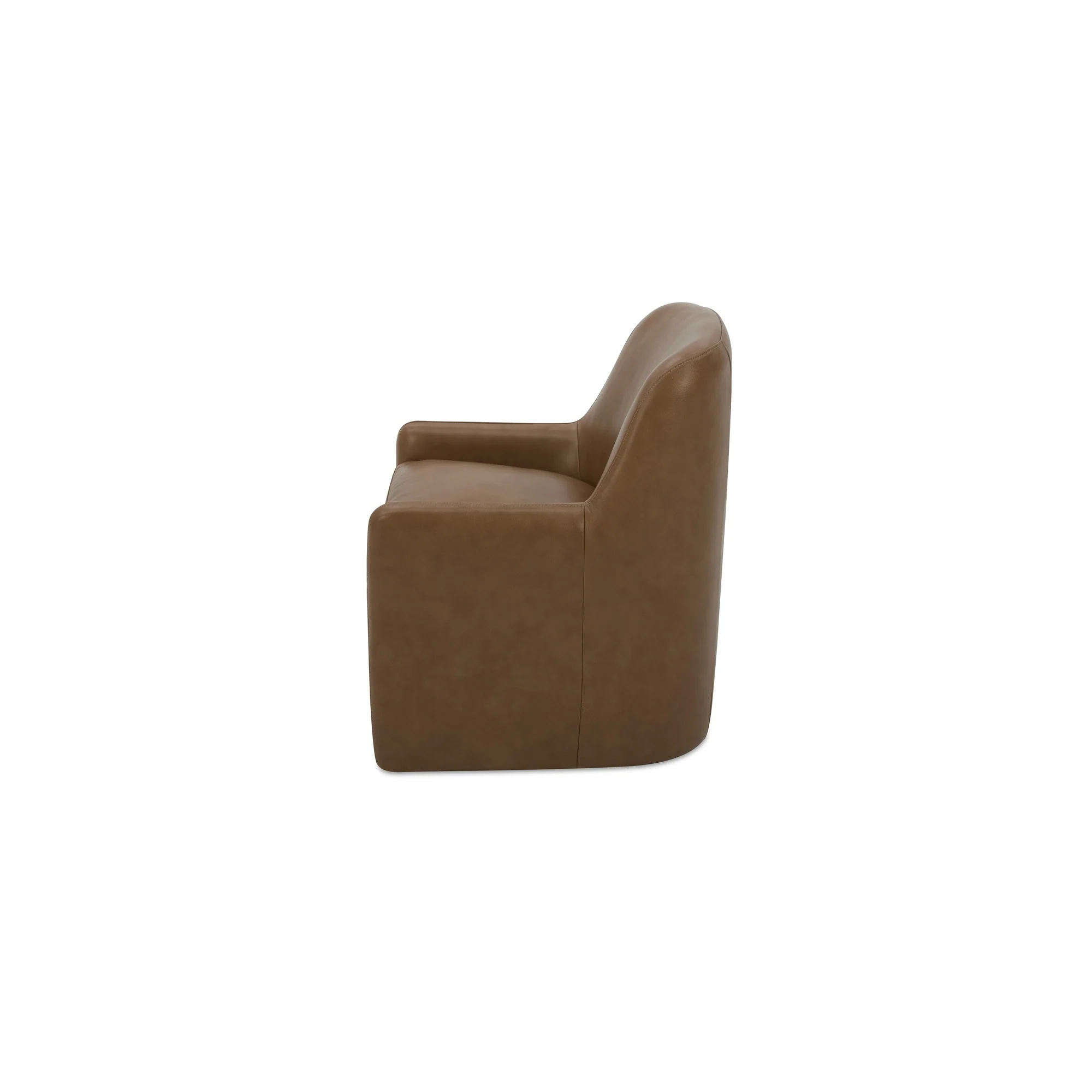 Maisie Tan Rolling Leather Dining Chair - Image 3