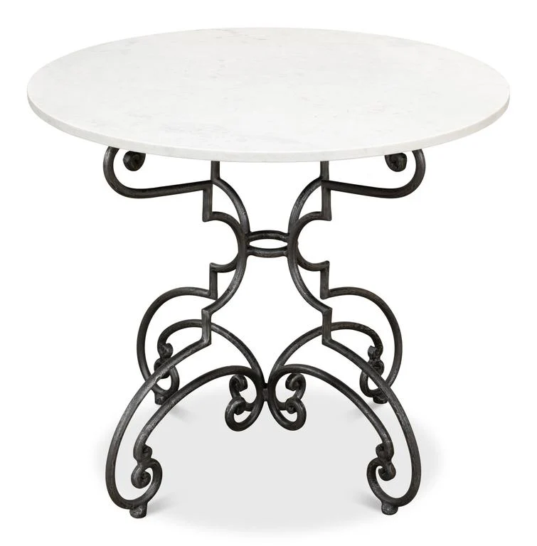 Maison Forge Ivory Iron And Marble Table - Image 2