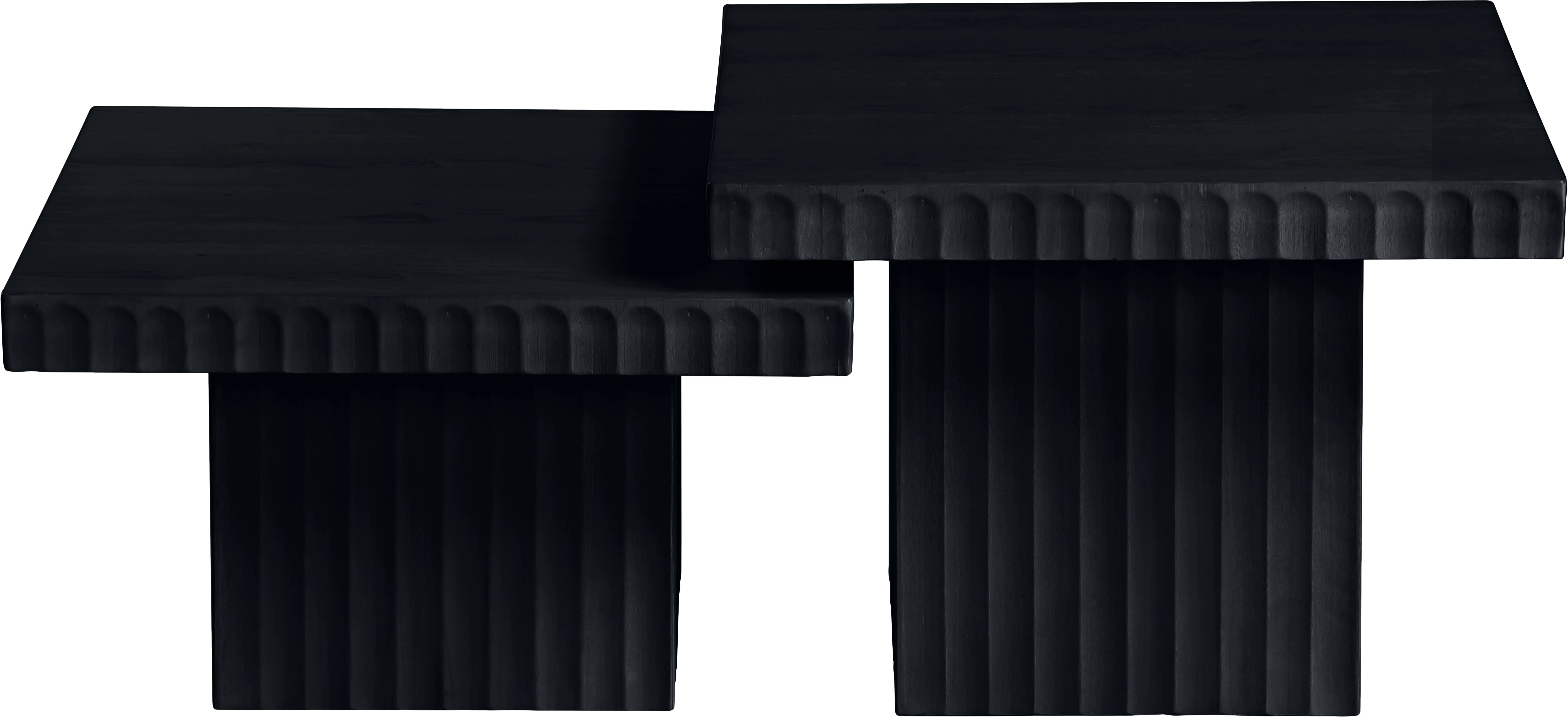 Malibu Black Wood And Oak Veneer 2-Piece Coffee Table - Image 4