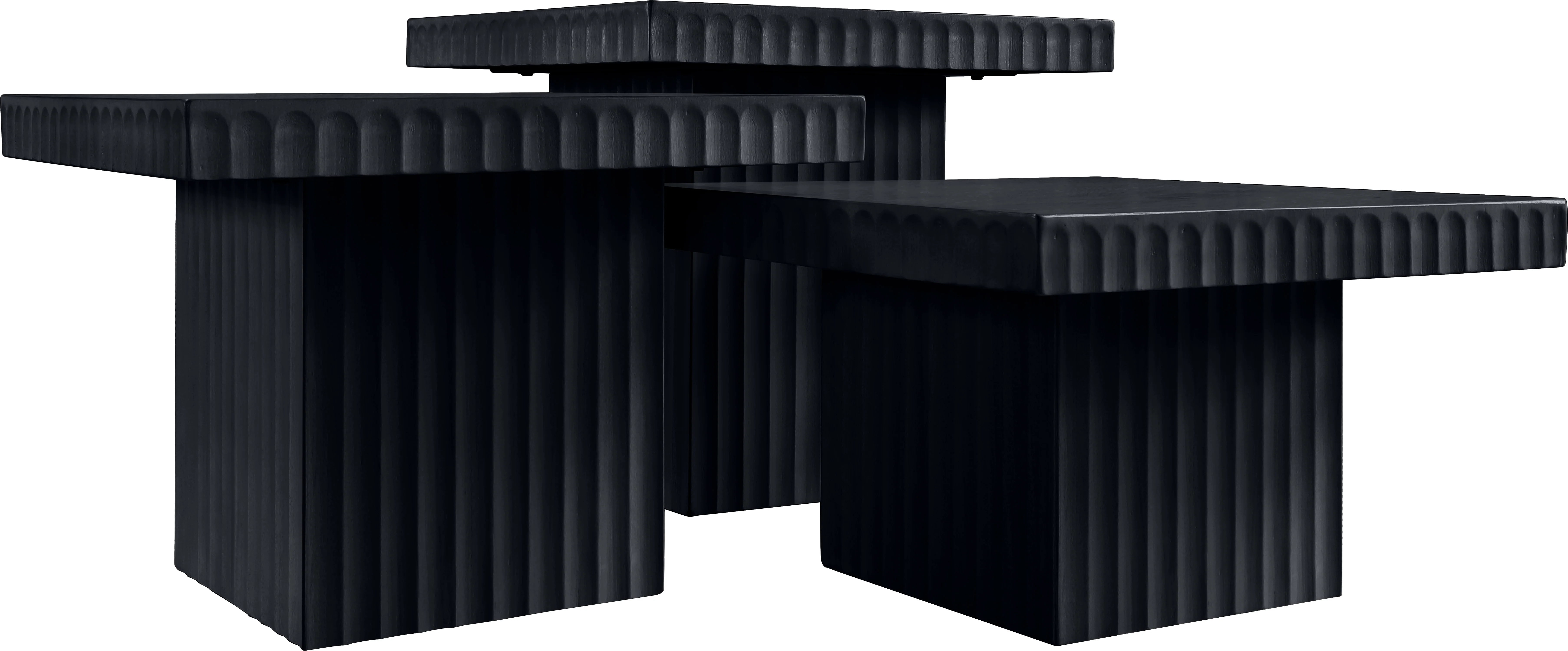 Malibu Black Wood And Oak Veneer 3-Piece Coffee Table - Image 6