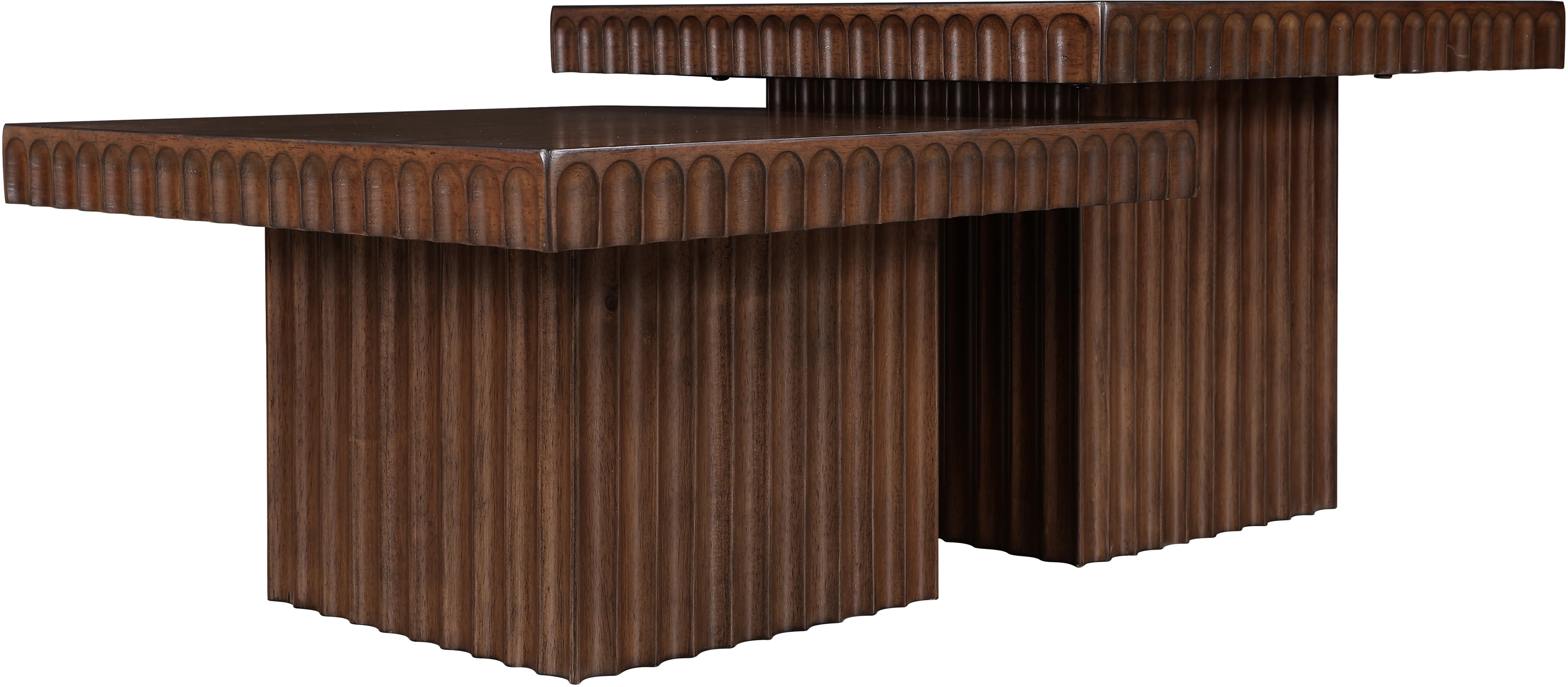 Malibu Brown Wood And Oak Veneer 2-Piece Coffee Table - Image 3