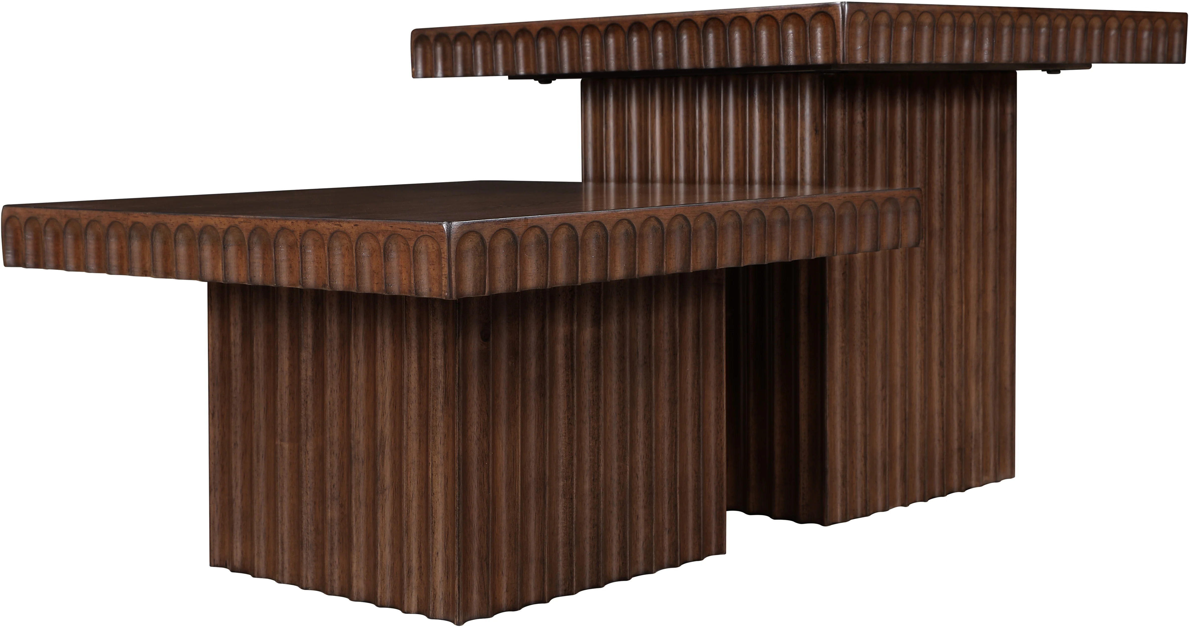 Malibu Brown Wood And Oak Veneer 2-Piece Coffee Table - Image 3