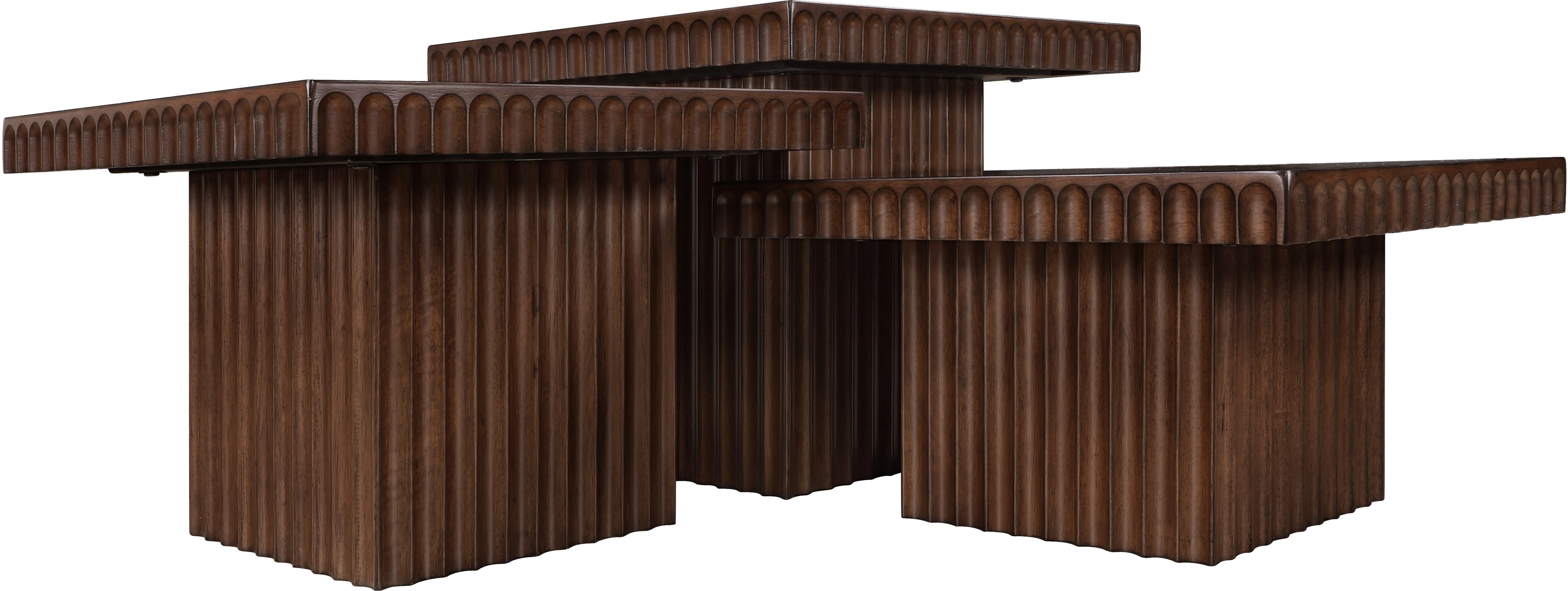 Malibu Brown Wood And Oak Veneer 3-Piece Coffee Table - Image 6