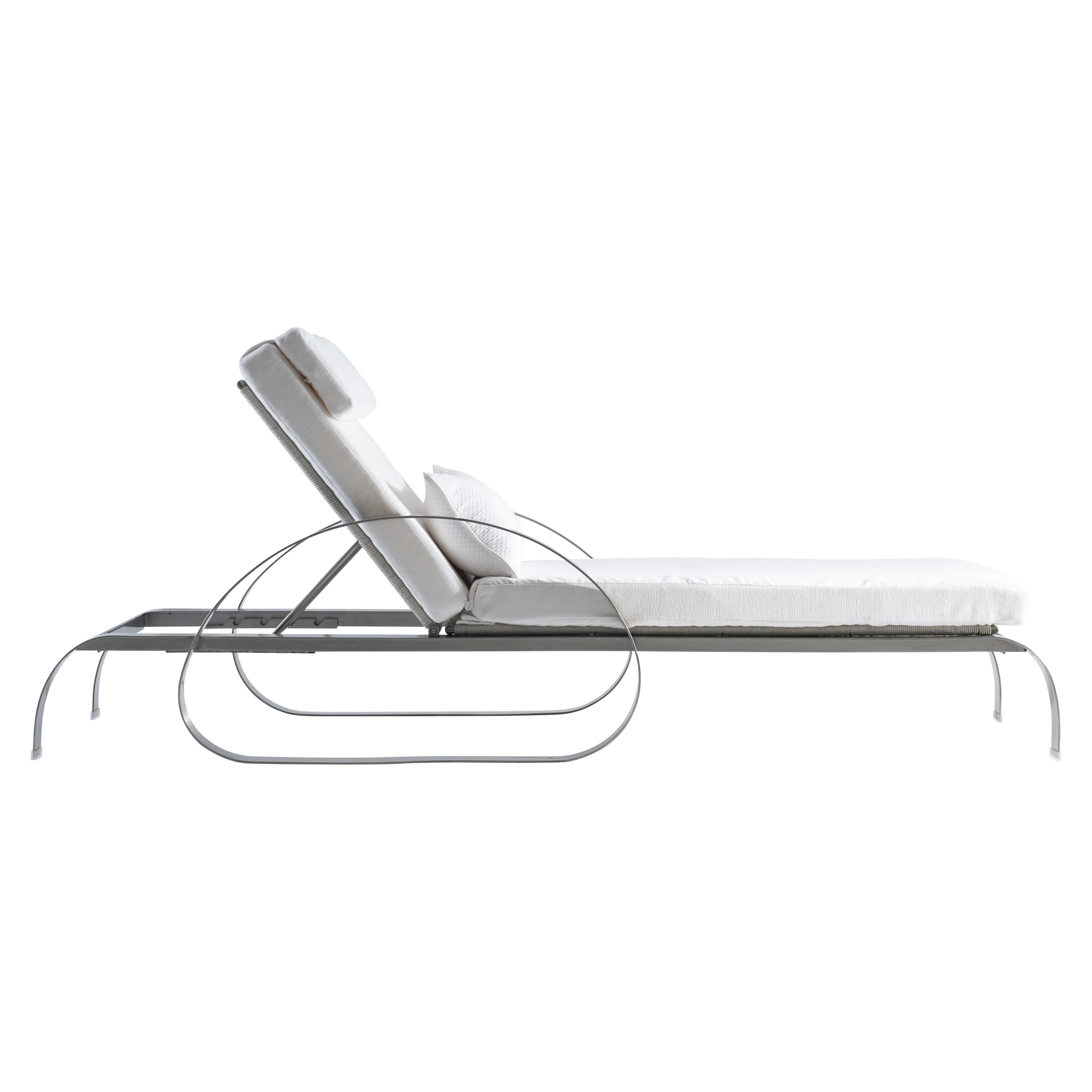 Malibu Brushed Stainless Steel/Whitecap/White/Cream Outdoor Chaise - Image 2
