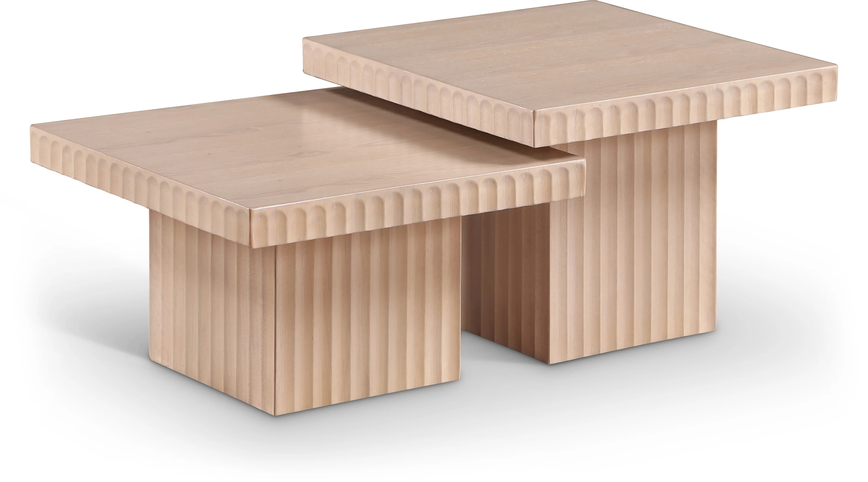 Malibu Natural Wood And Oak Veneer 2-Piece Coffee Table - Image 2