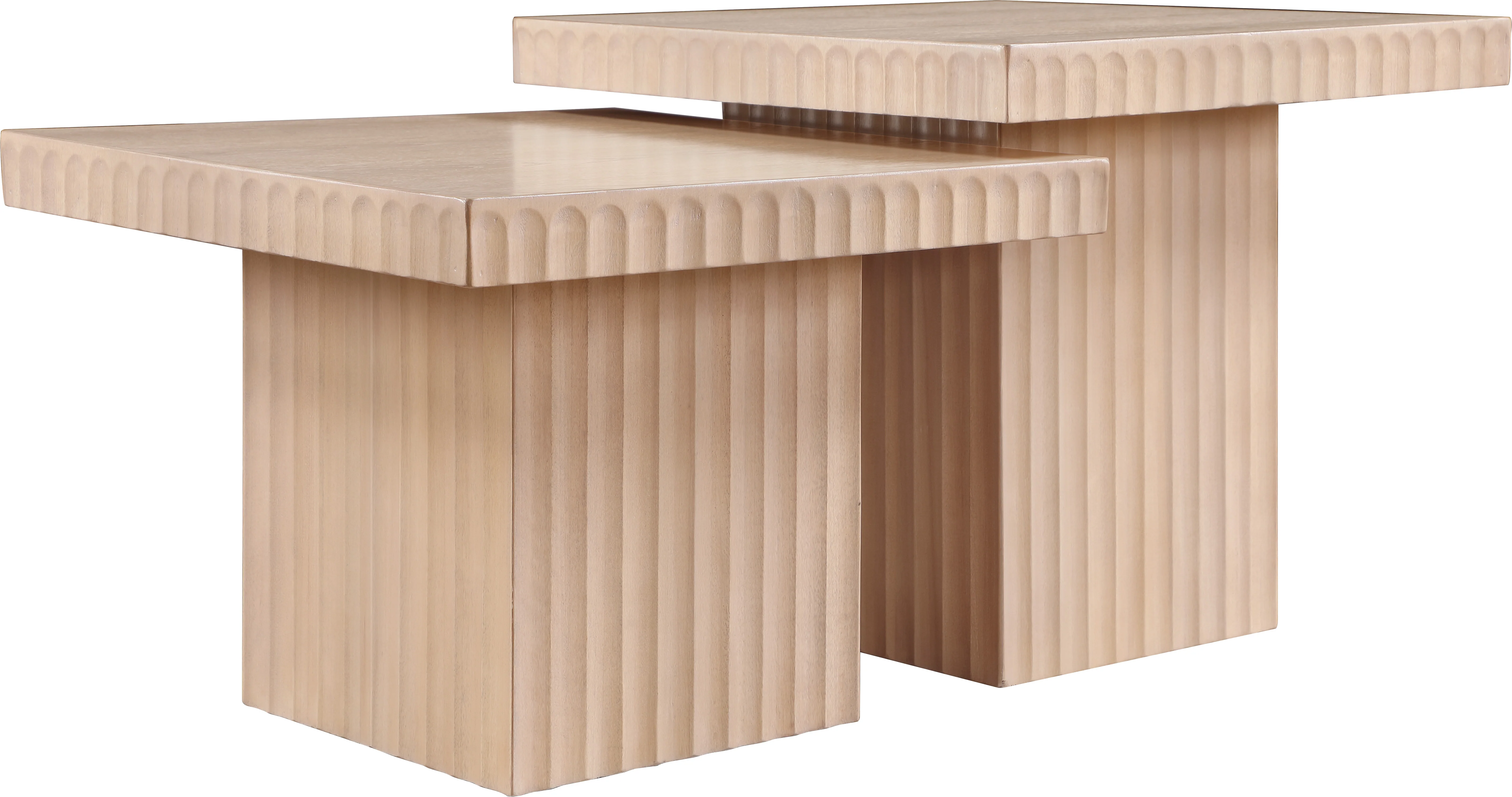 Malibu Natural Wood And Oak Veneer 2-Piece Coffee Table - Image 3