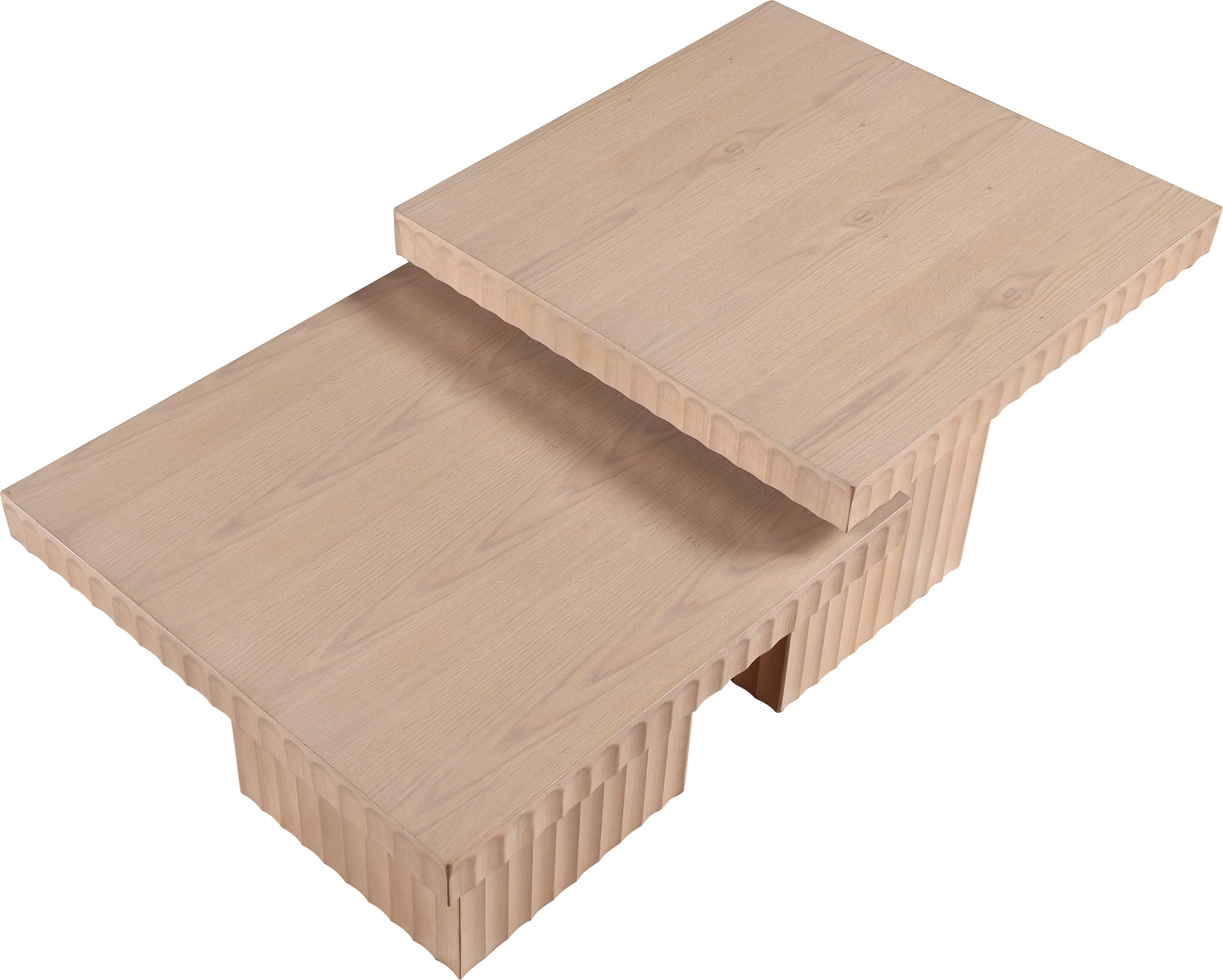 Malibu Natural Wood And Oak Veneer 2-Piece Coffee Table - Image 5