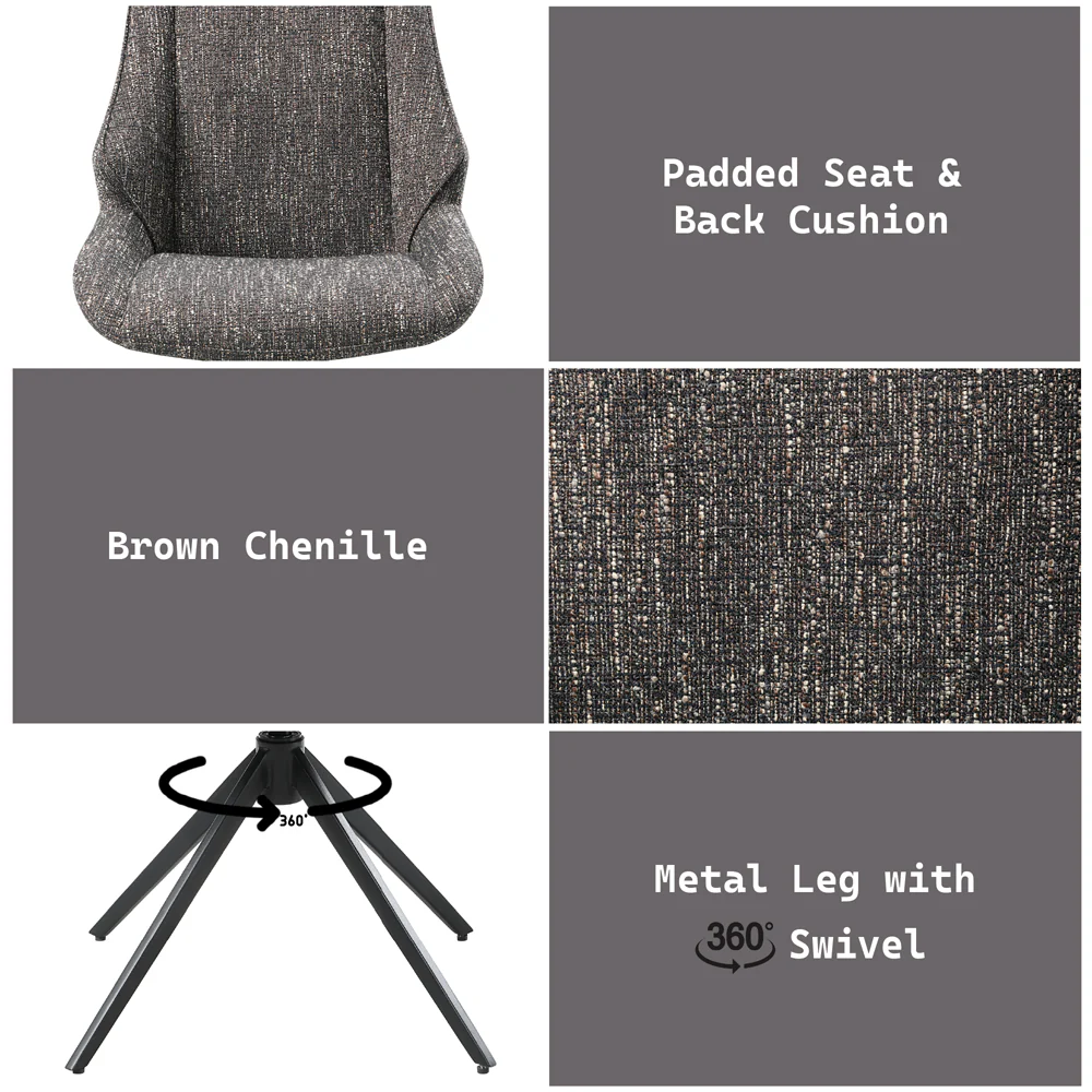 Malika Brown Swivel Side Chair (Set of 2) - Image 8