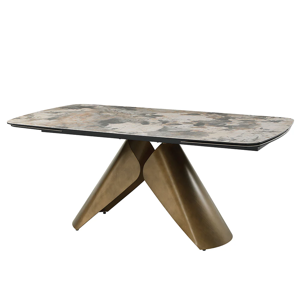Malika Ceramic Top/Copper Cross Brushed Dining Table - Image 3