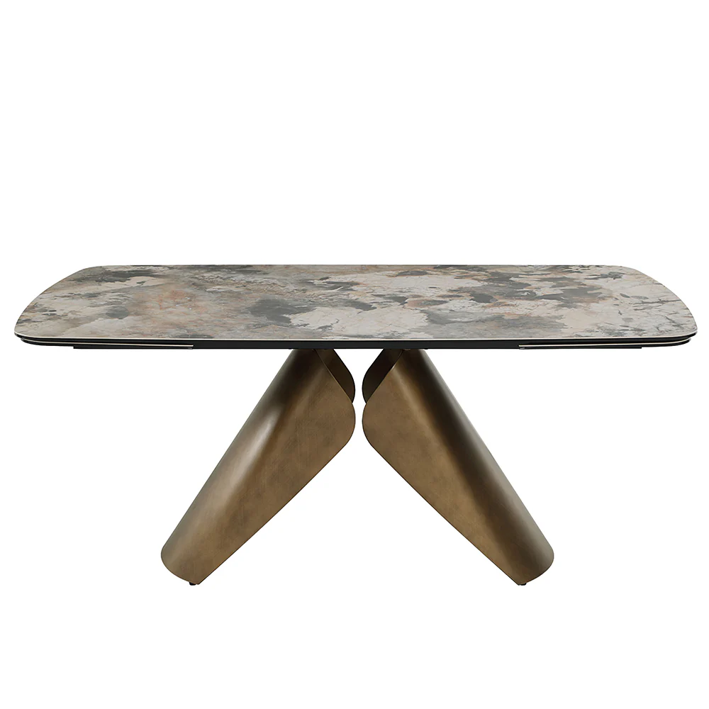 Malika Ceramic Top/Copper Cross Brushed Dining Table - Image 4