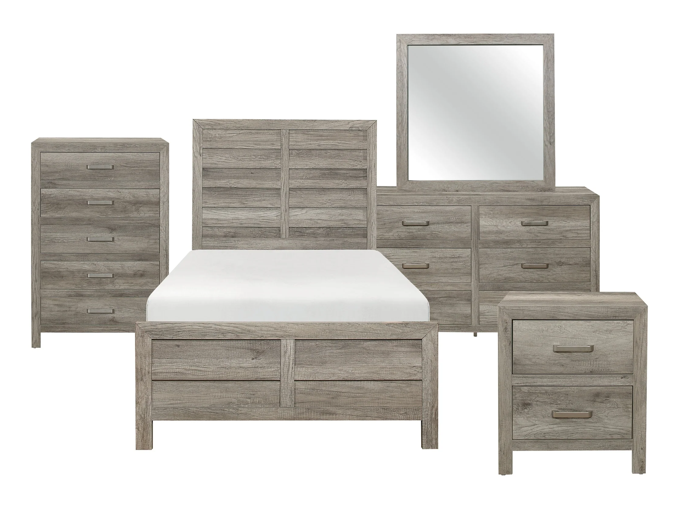 Mandan Weathered Gray 5-Piece Twin Bedroom Set