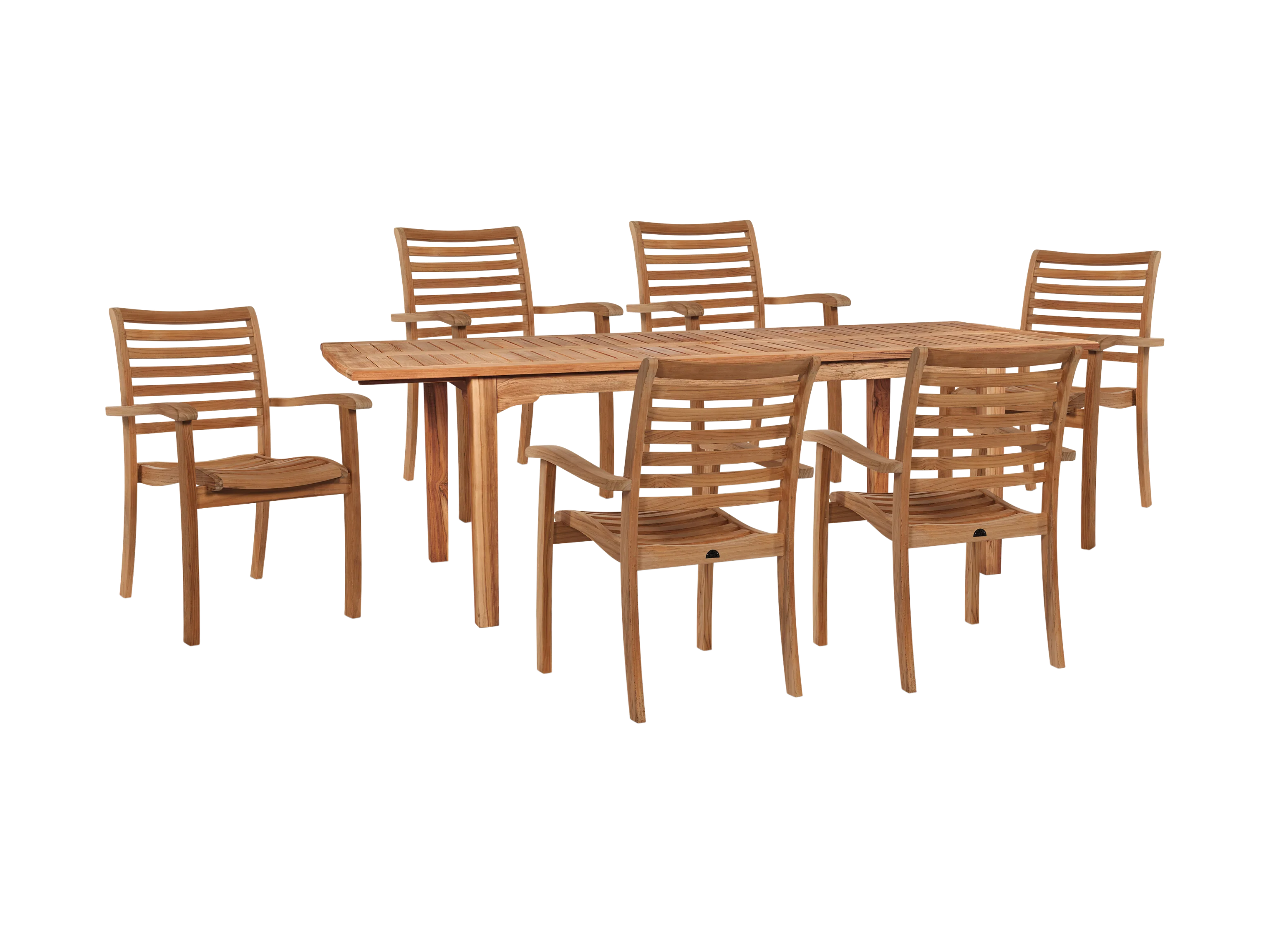 Manorhouse 7-Piece Rectangular Teak Outdoor Dining Set with Extendable Table and Stacking Armchairs - Image 3