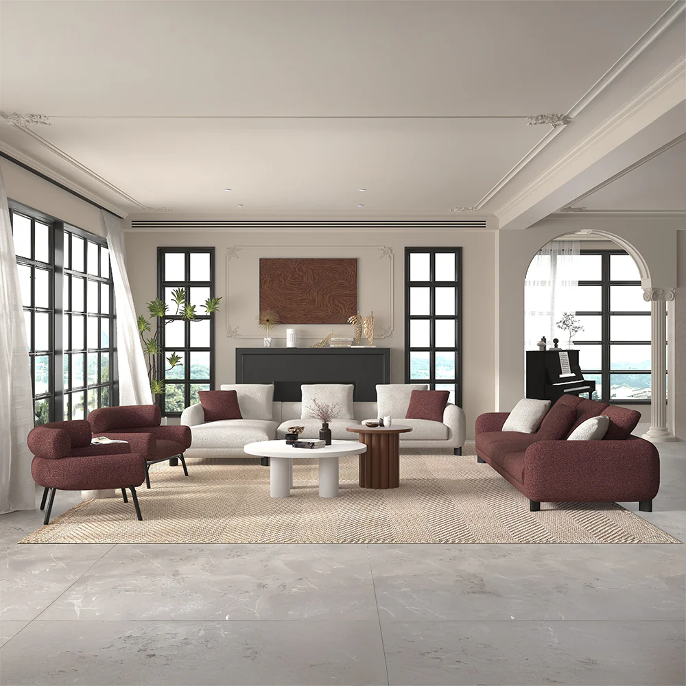 Mardi Maroon/Beige Sectional Sofa - Image 10