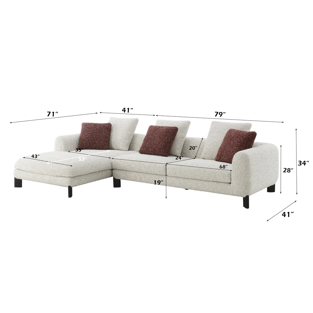 Mardi Maroon/Beige Sectional Sofa - Image 9
