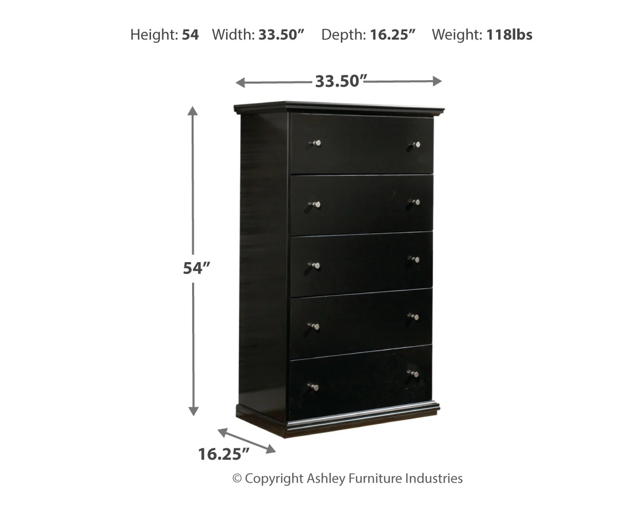 Maribel Black Full Panel Bed, Dresser, Mirror and Chest - Image 11
