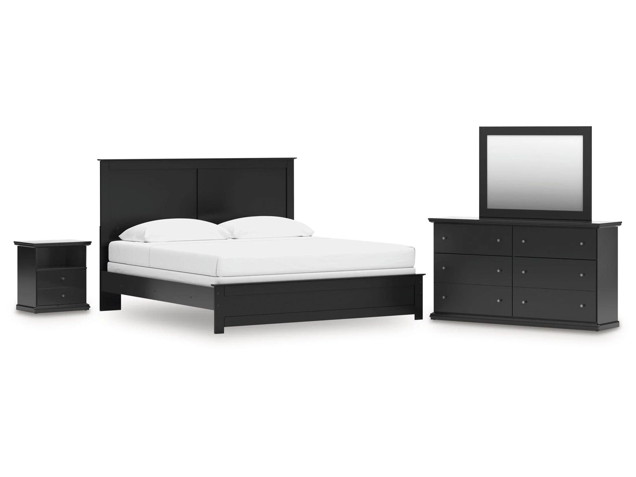 Maribel King Panel Bed, Dresser, Mirror and Nightstand (Online Special Price)