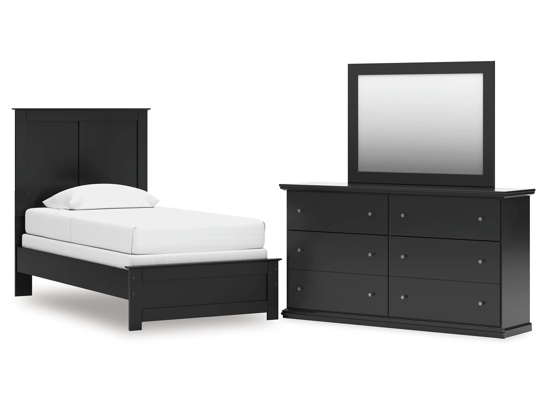 Maribel Twin Panel Bed, Dresser and Mirror