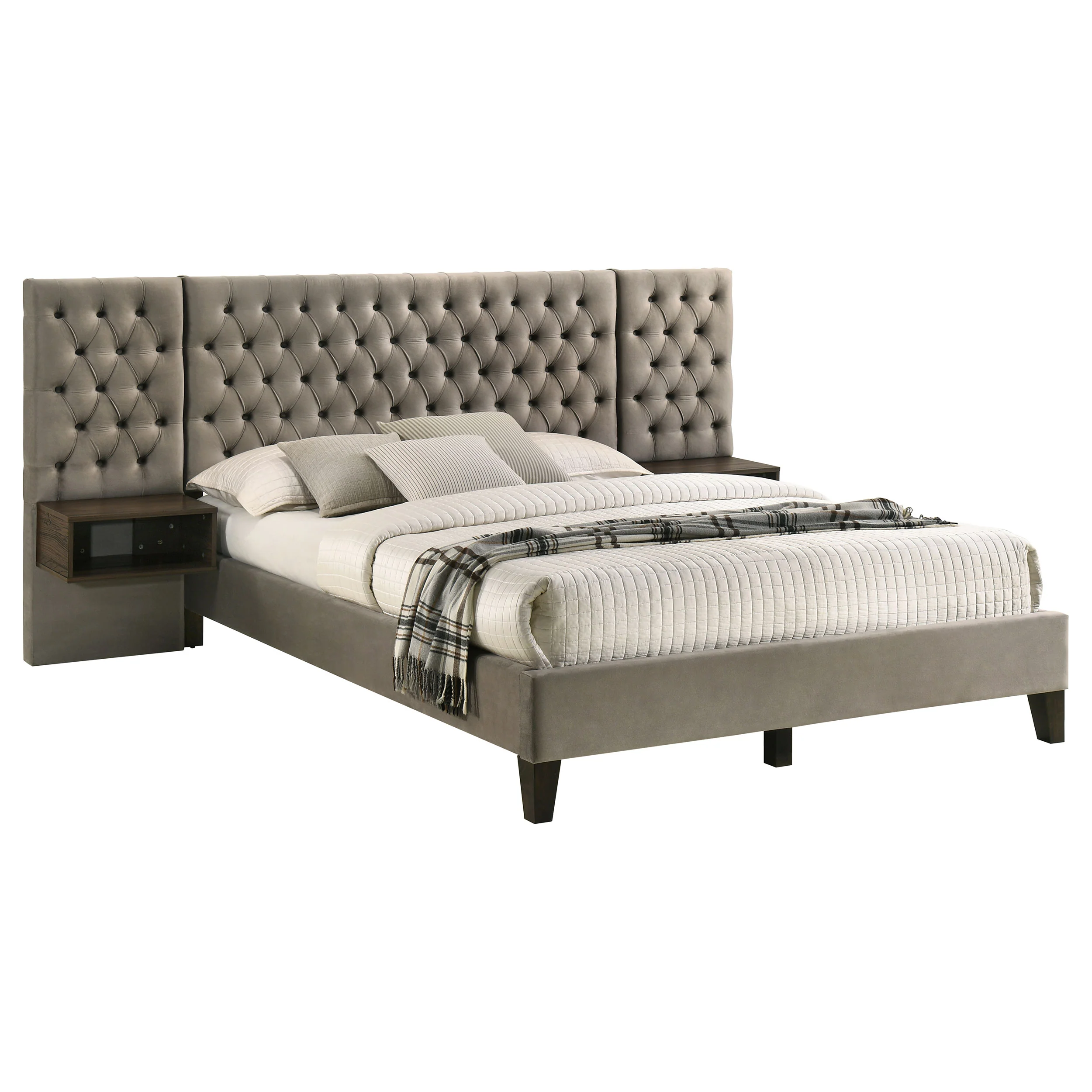 Marley Light Brown Queen Upholstered Wall Panel Bed - Image 4