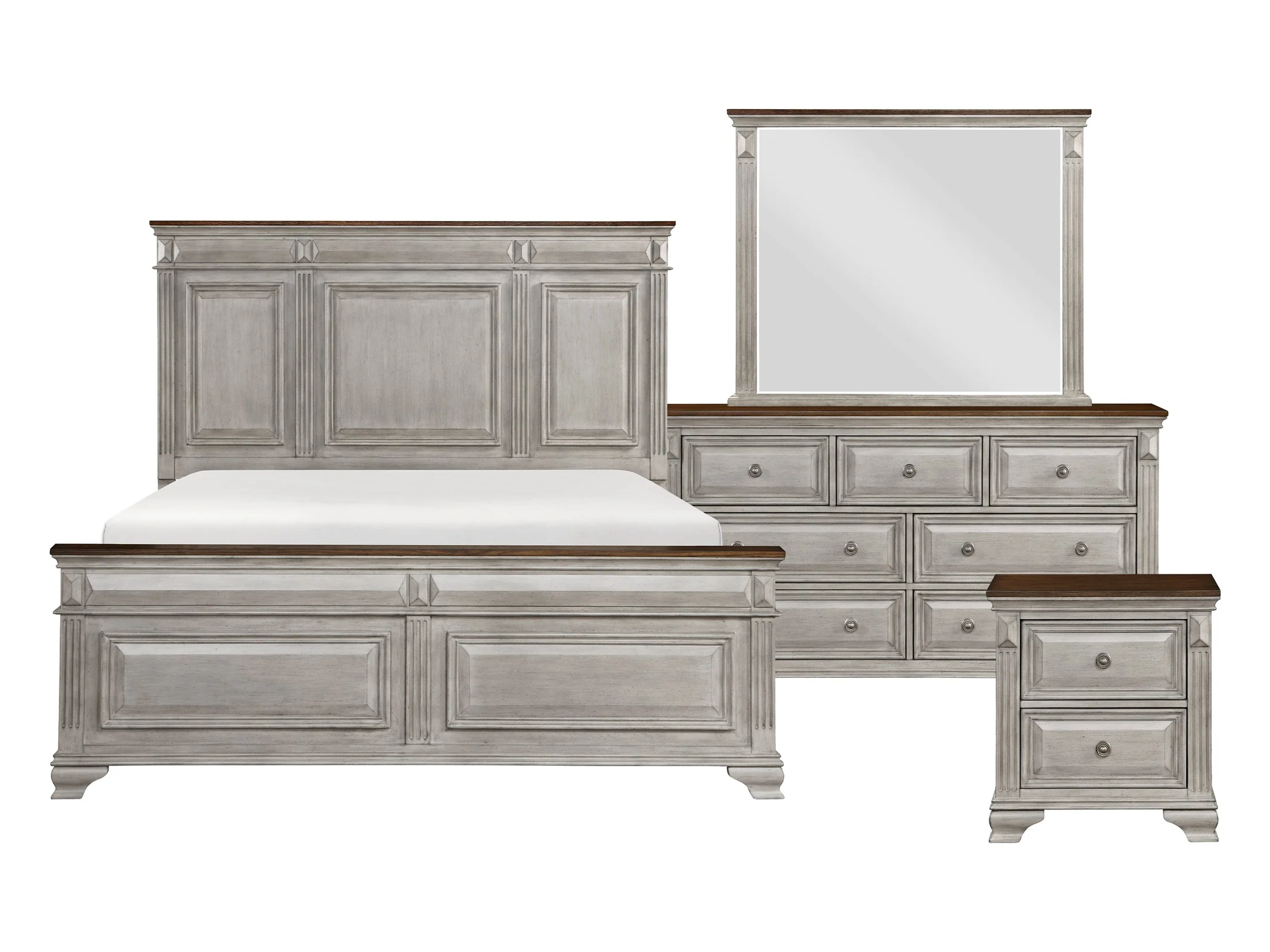 Marquette Gray / Brown 4-piece Queen Bedroom Set