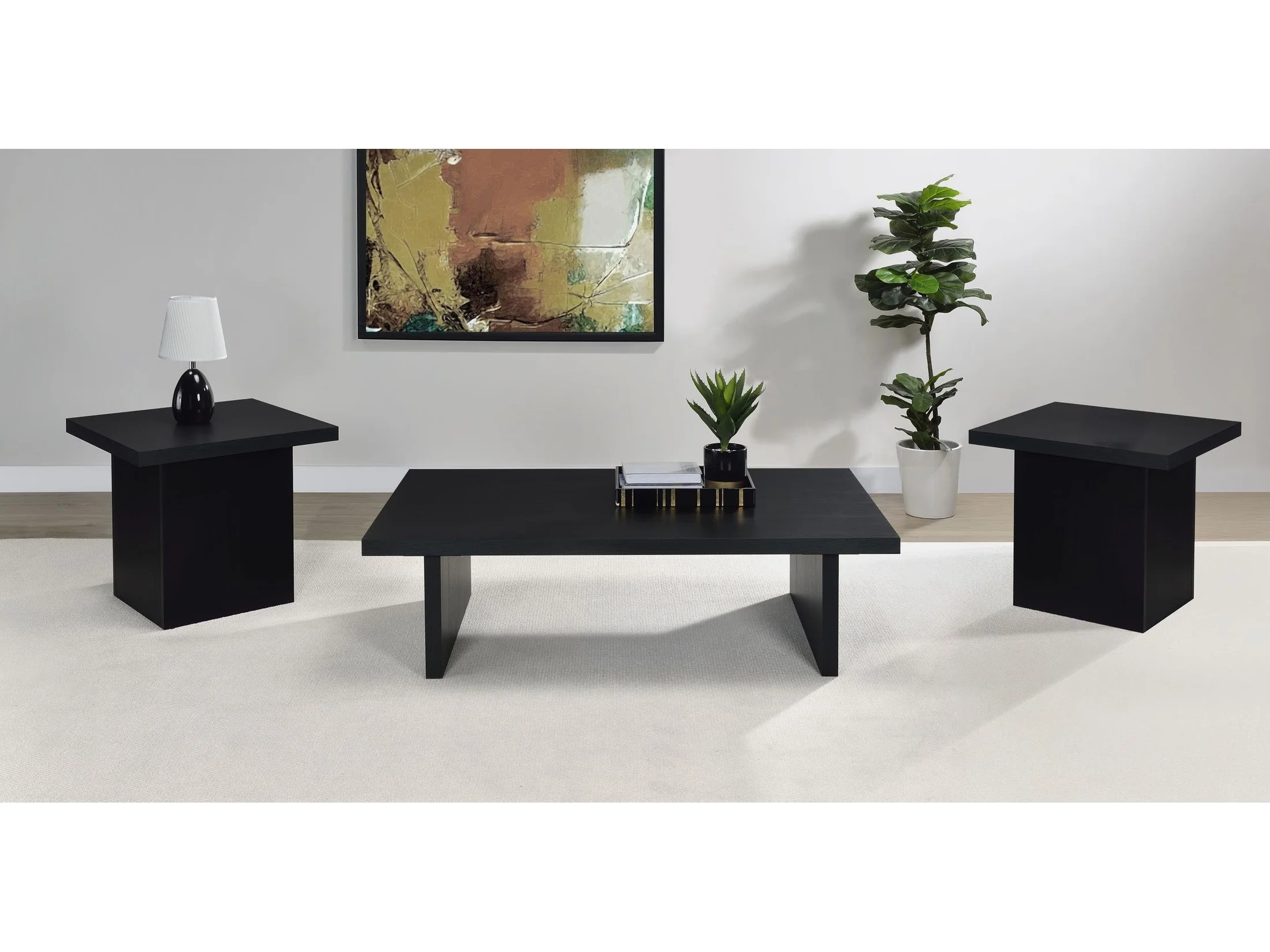 Max Black 3-piece Rectangular Coffee and End Table Set