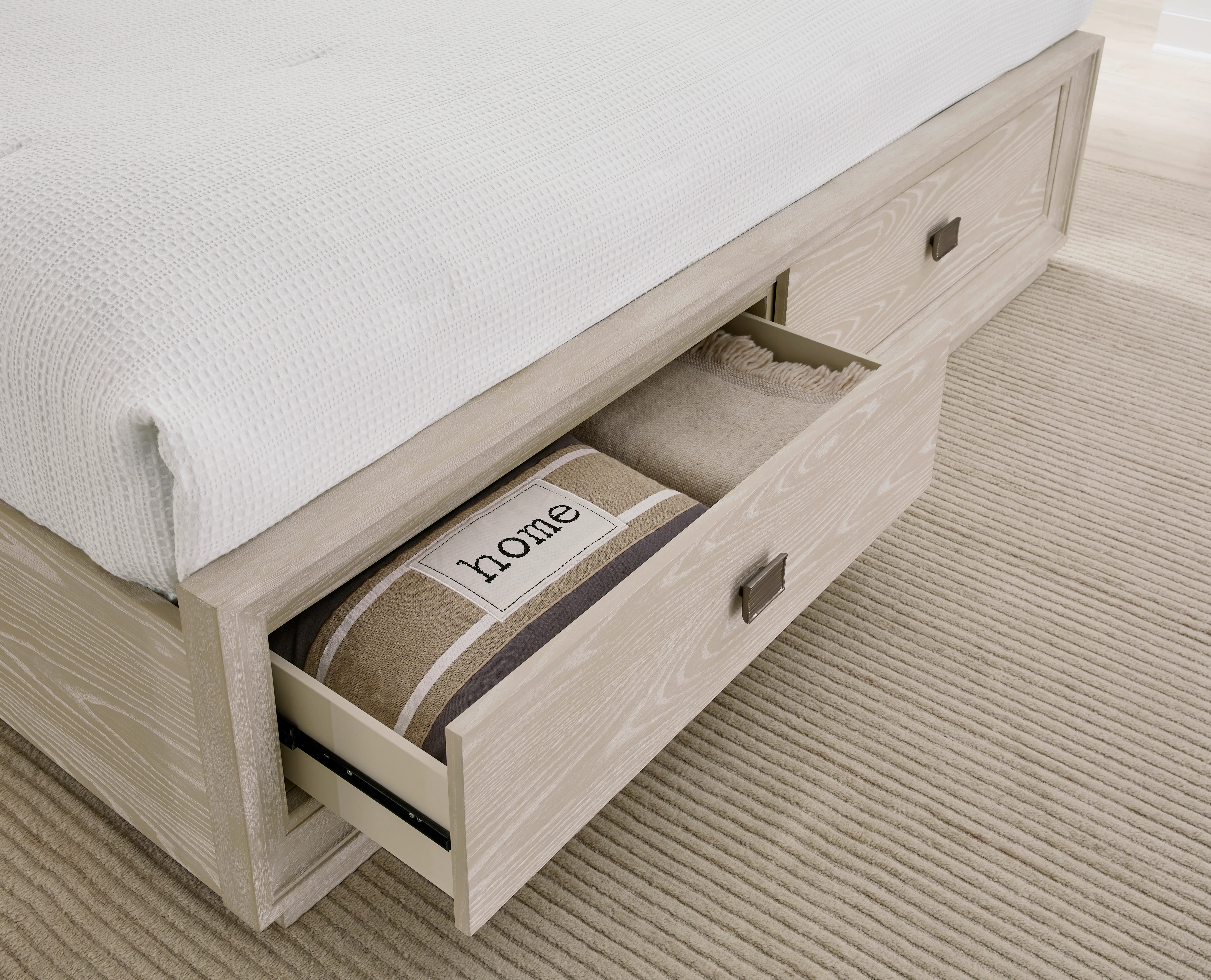 Maxime Two Drawer Footboard Full Storage Platform Bed In Ash - Image 2