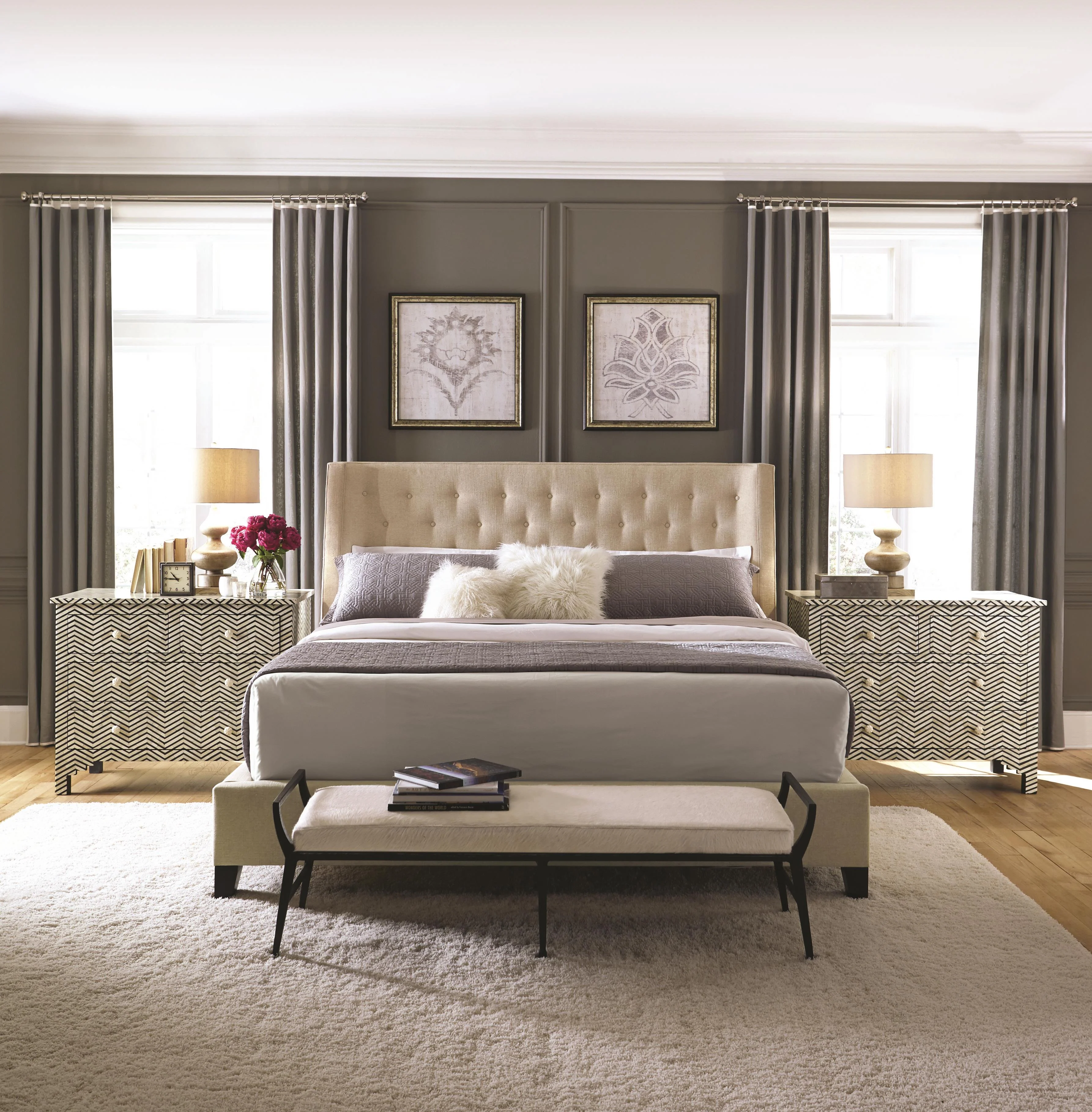 Maxime White/Cream Fabric Shelter Queen Bed - Image 3
