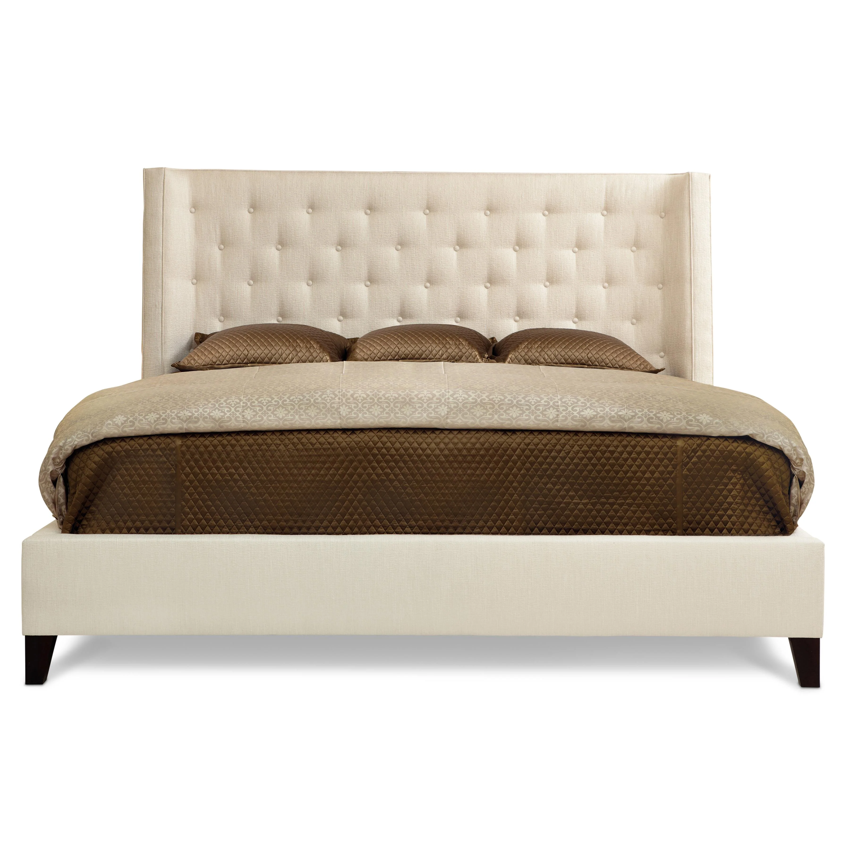 Maxime White/Cream Fabric Shelter Queen Wingback Bed - Image 2