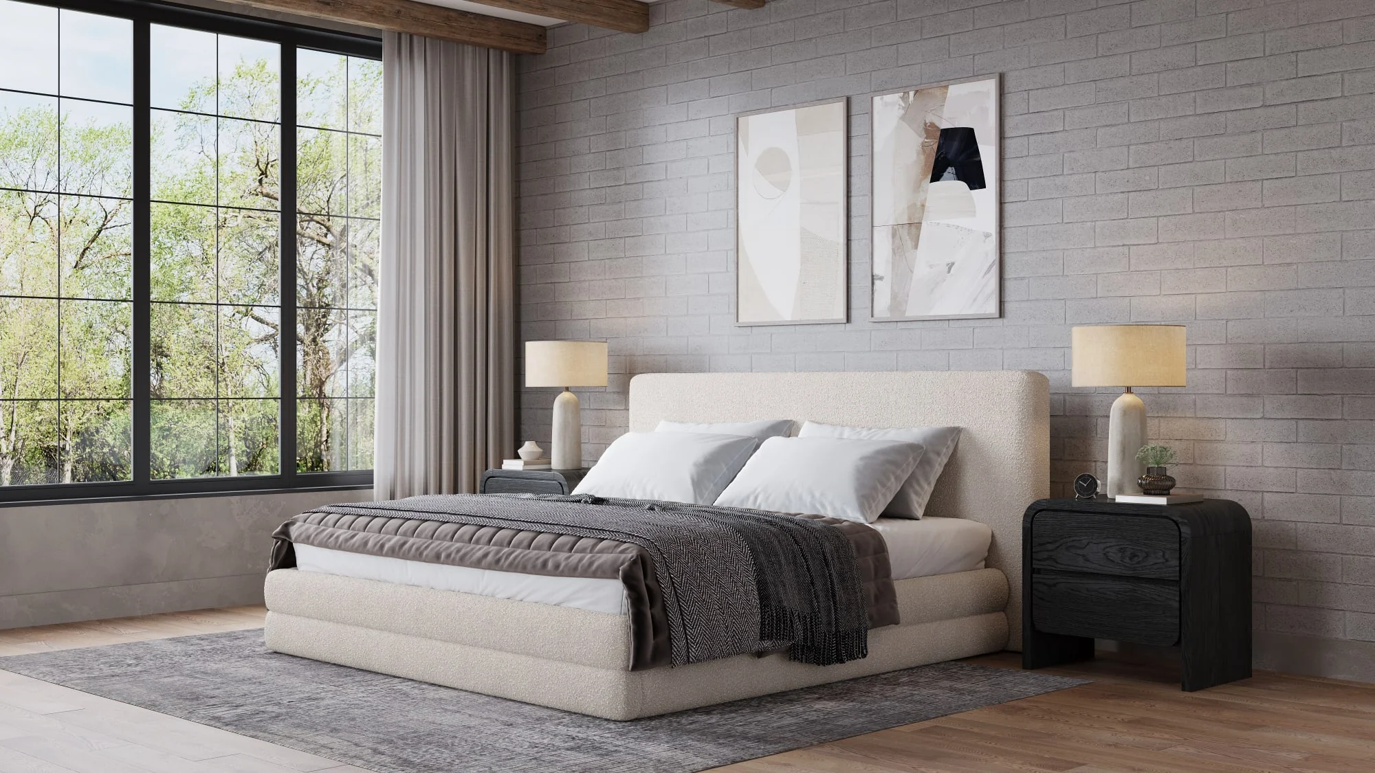 Maya Brun Full Upholstered Platform Bed - Image 4