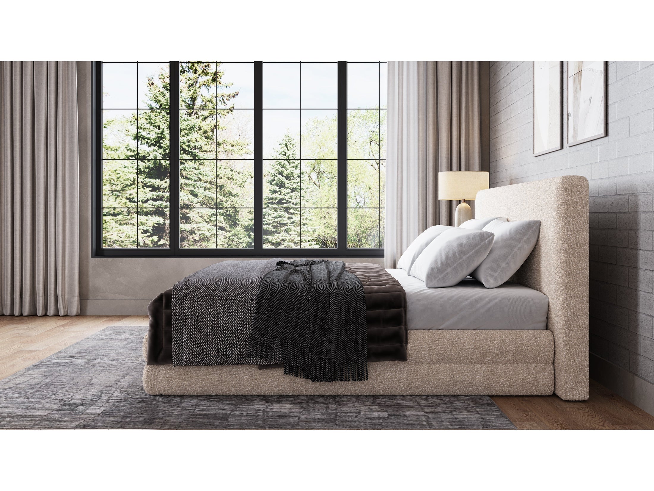 Maya Brun Queen Upholstered Platform Bed