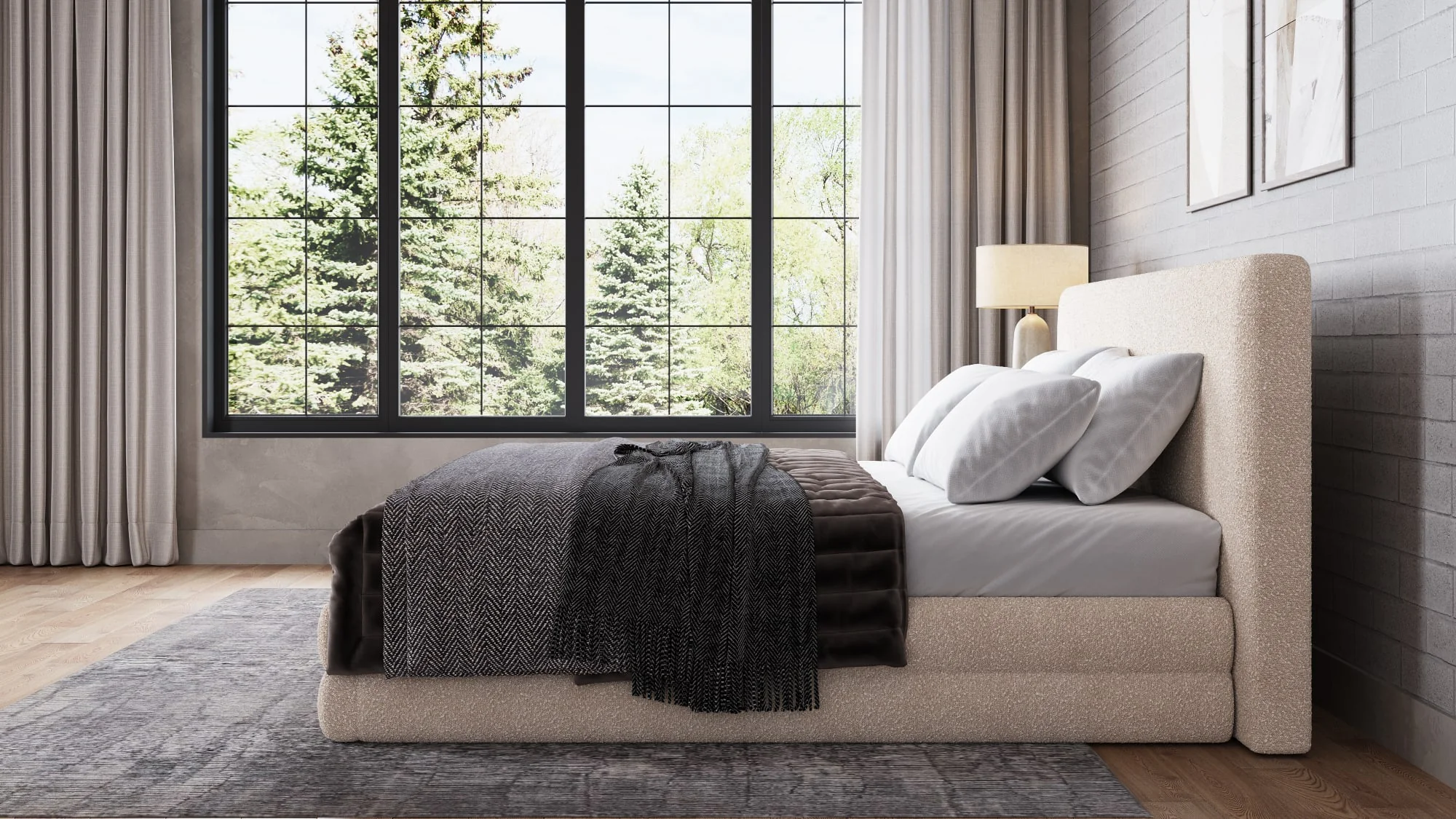 Maya Brun Queen Upholstered Platform Bed - Image 2