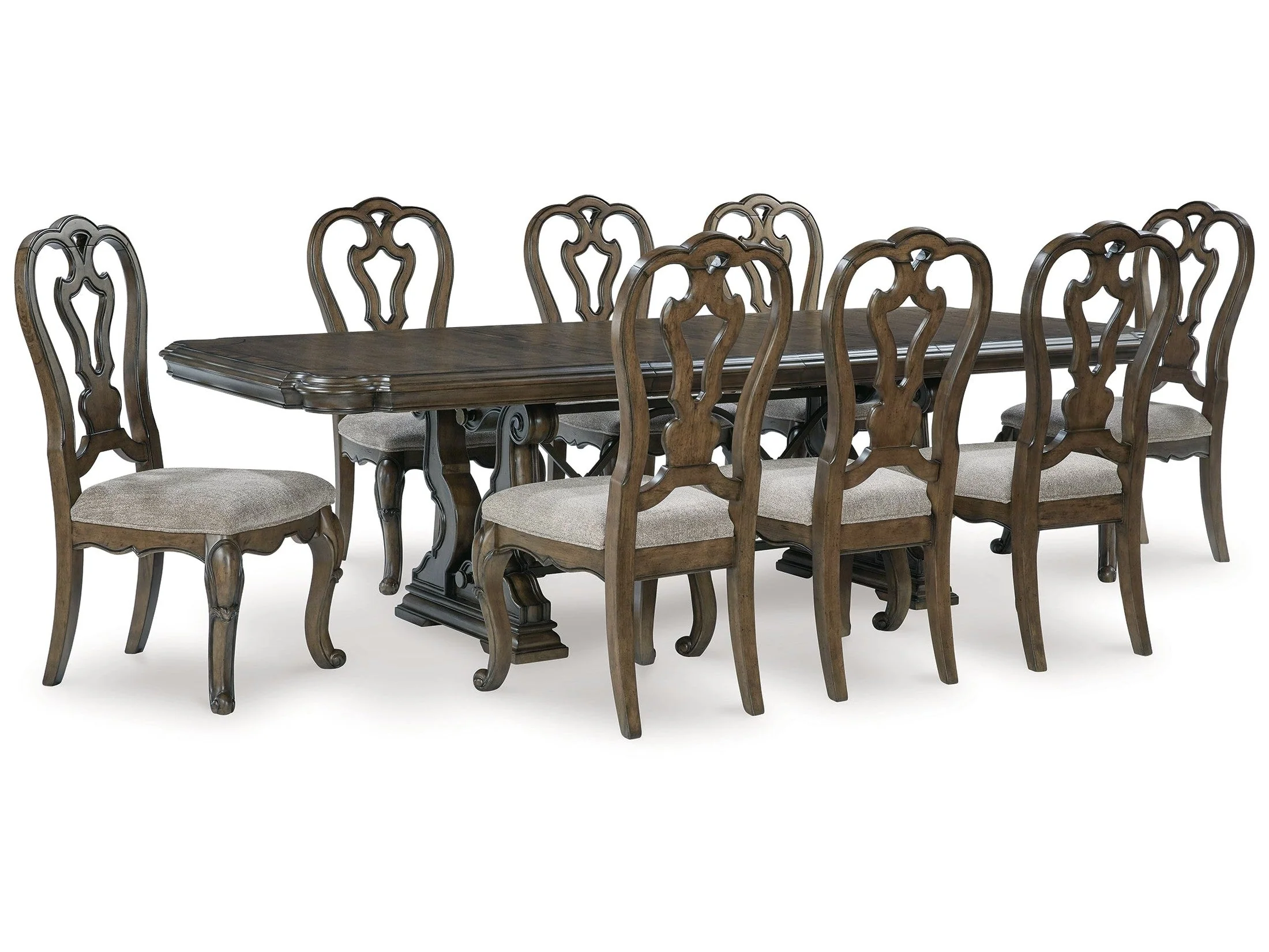 Maylee Dark Brown Dining Table w/8 Chairs (Online Special Price)