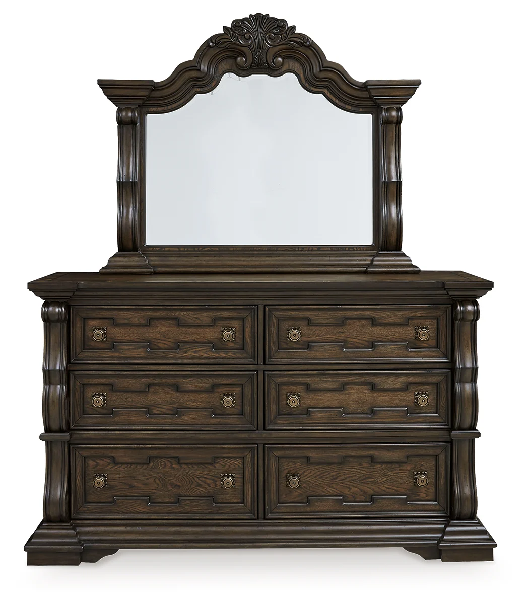 Maylee Dark Brown Queen Panel Bedroom Set with Dresser, Mirror, Chest and 2 Nightstands - Image 2