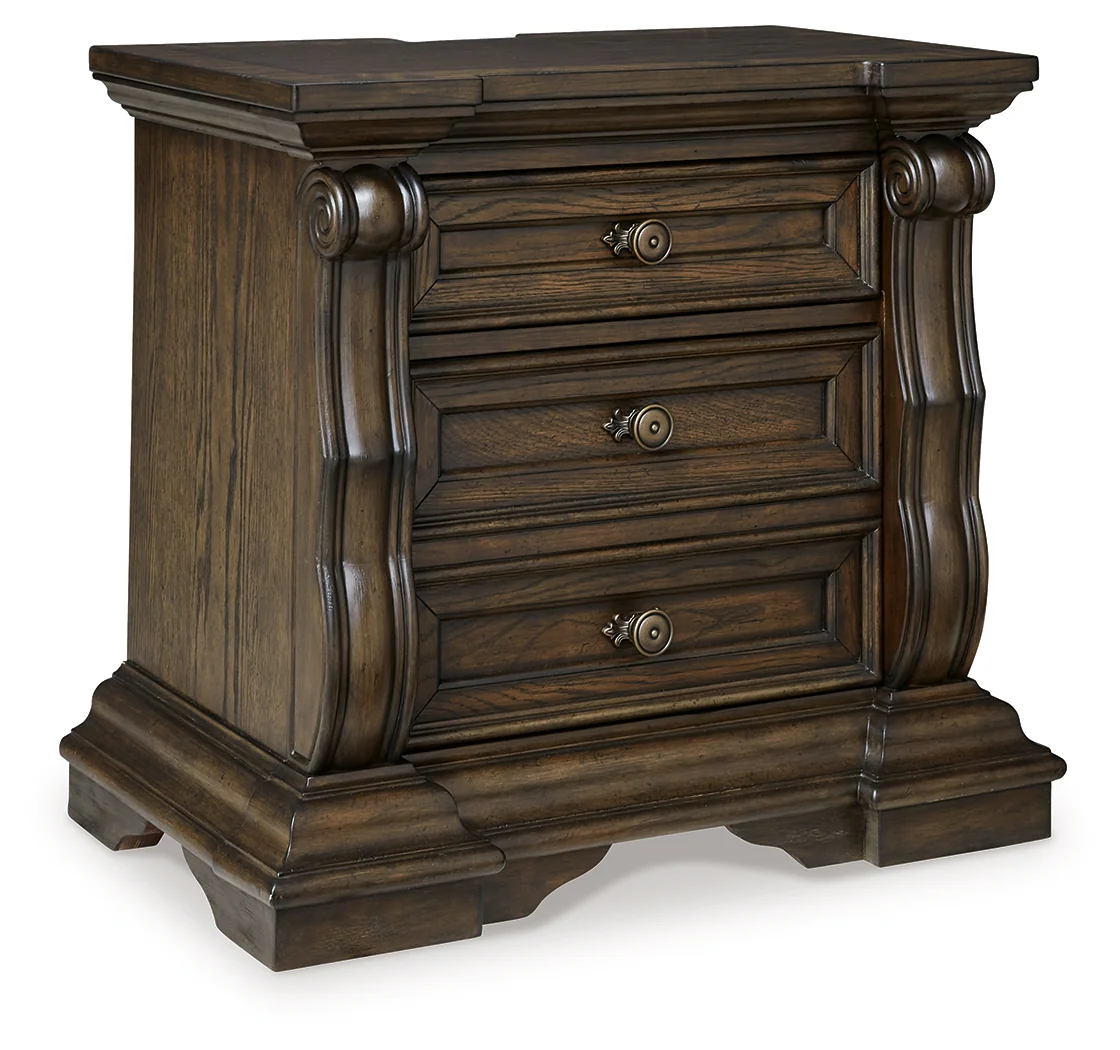 Maylee Dark Brown Queen Upholstered Panel Bedroom Set with Dresser, Mirror and Nightstand - Image 9