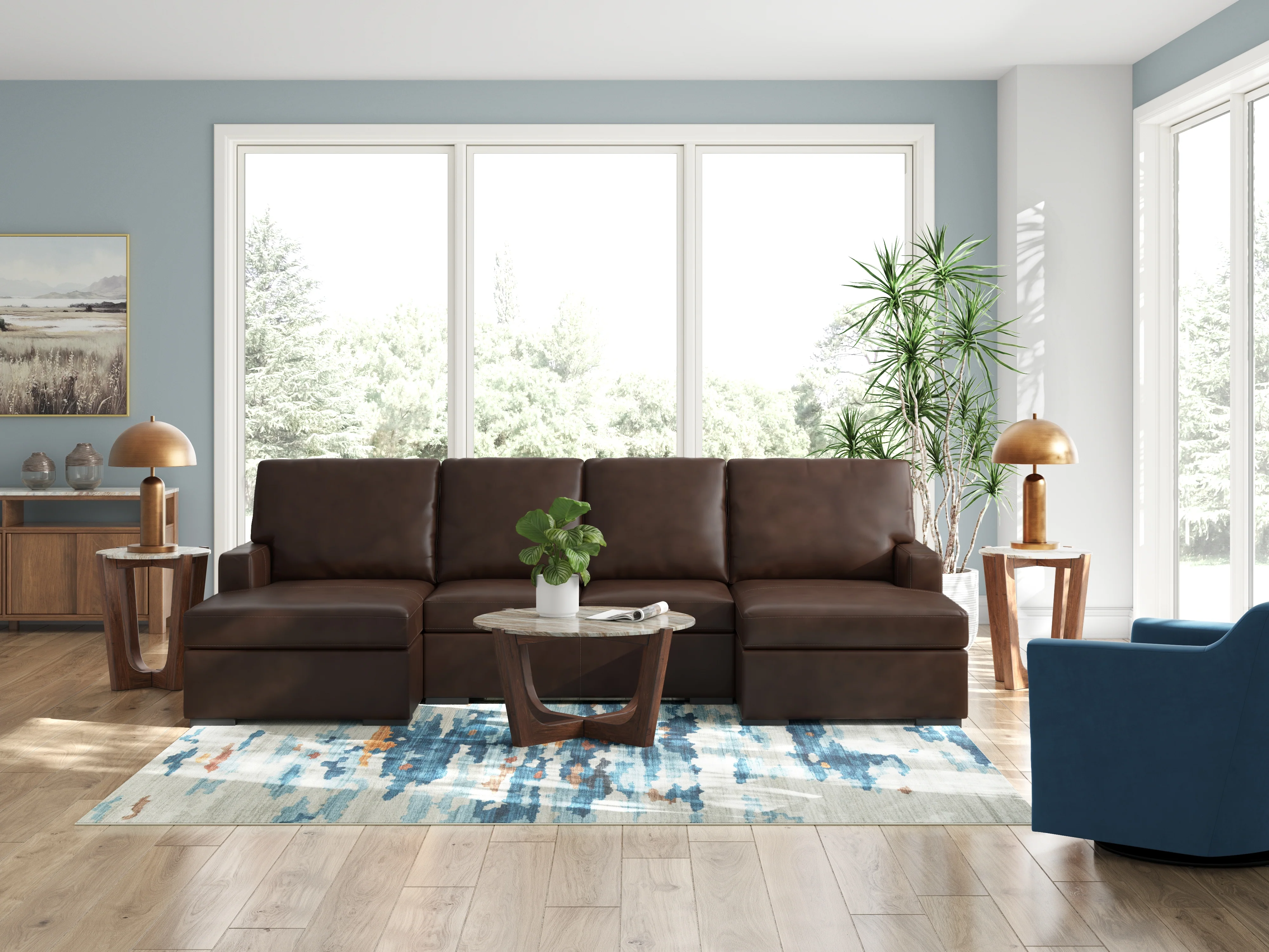 McDowlan Coffee 3-Piece Sectional with Double Chaise - Image 2