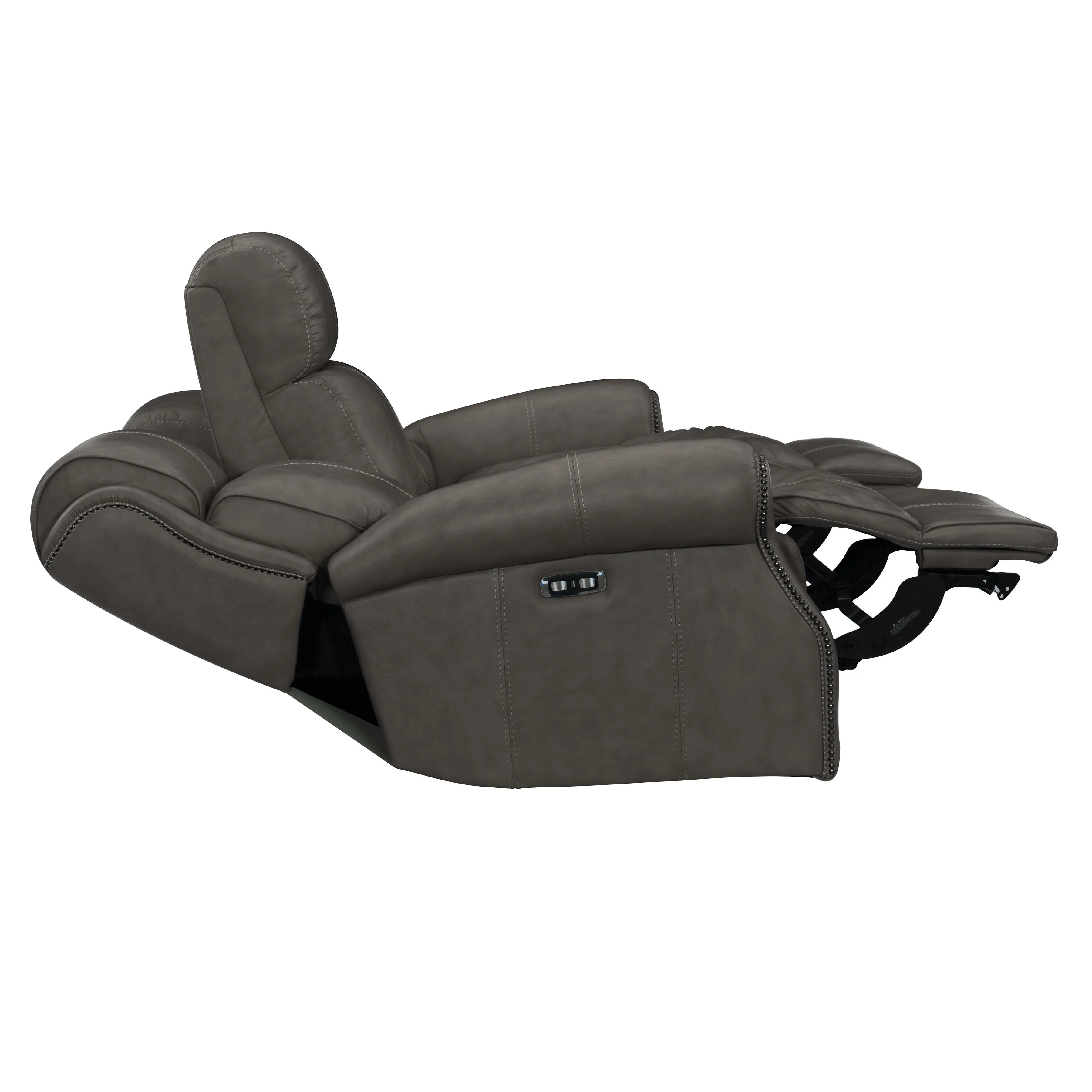 McGwire Grey Leather Power Motion Sofa - Image 3