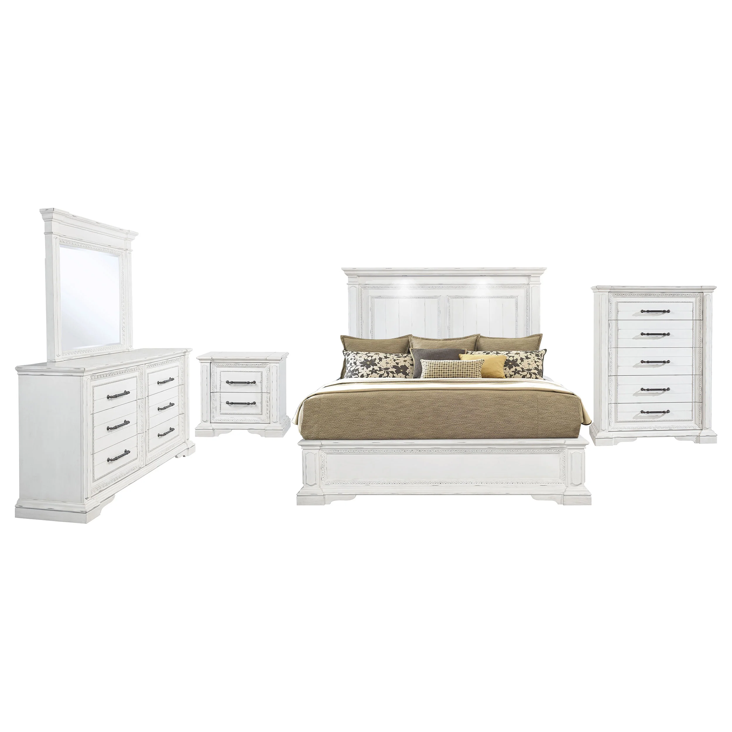 McKinney Vintage White 5-piece Eastern King Bedroom Set - Image 2