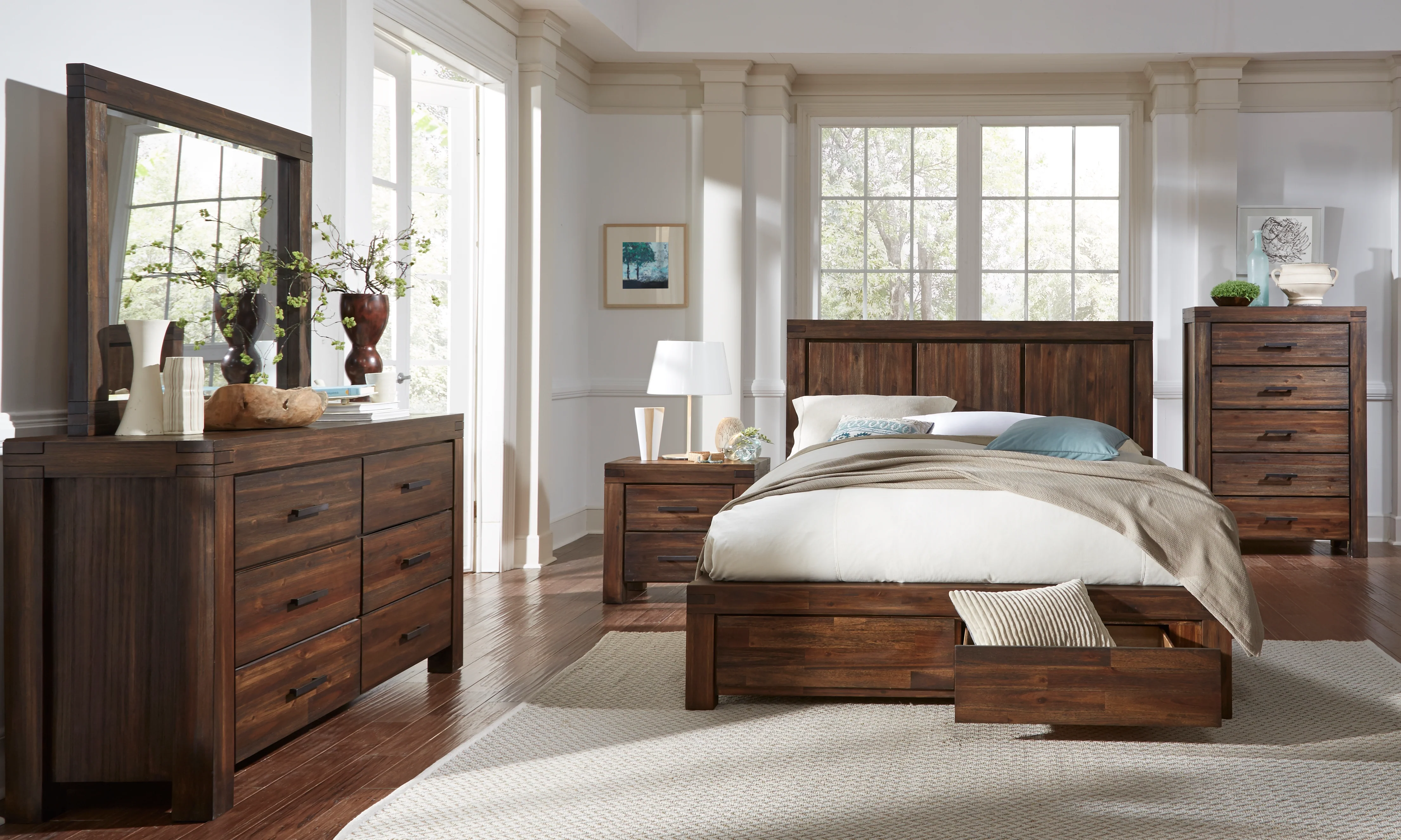 Meadow Solid Wood Mirror in Brick Brown - Image 3