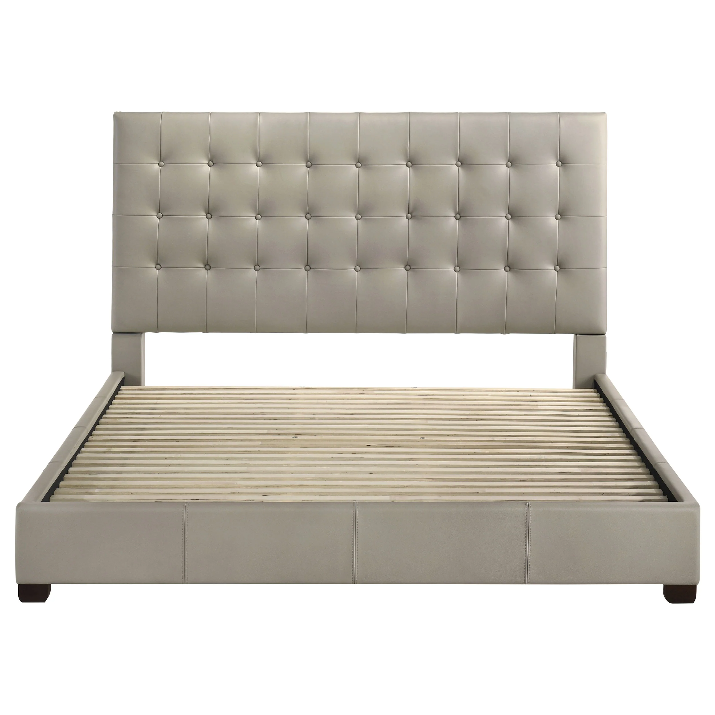 Medley Tan Genuine Leather Eastern King Platform Bed - Image 4