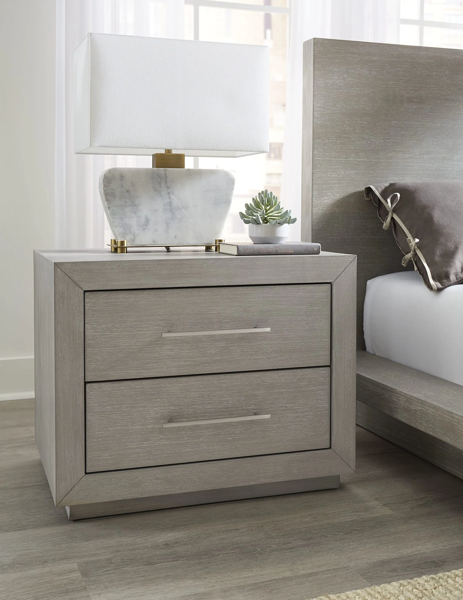 Melbourne Mineral Two Drawer Nightstand with USB - Image 2
