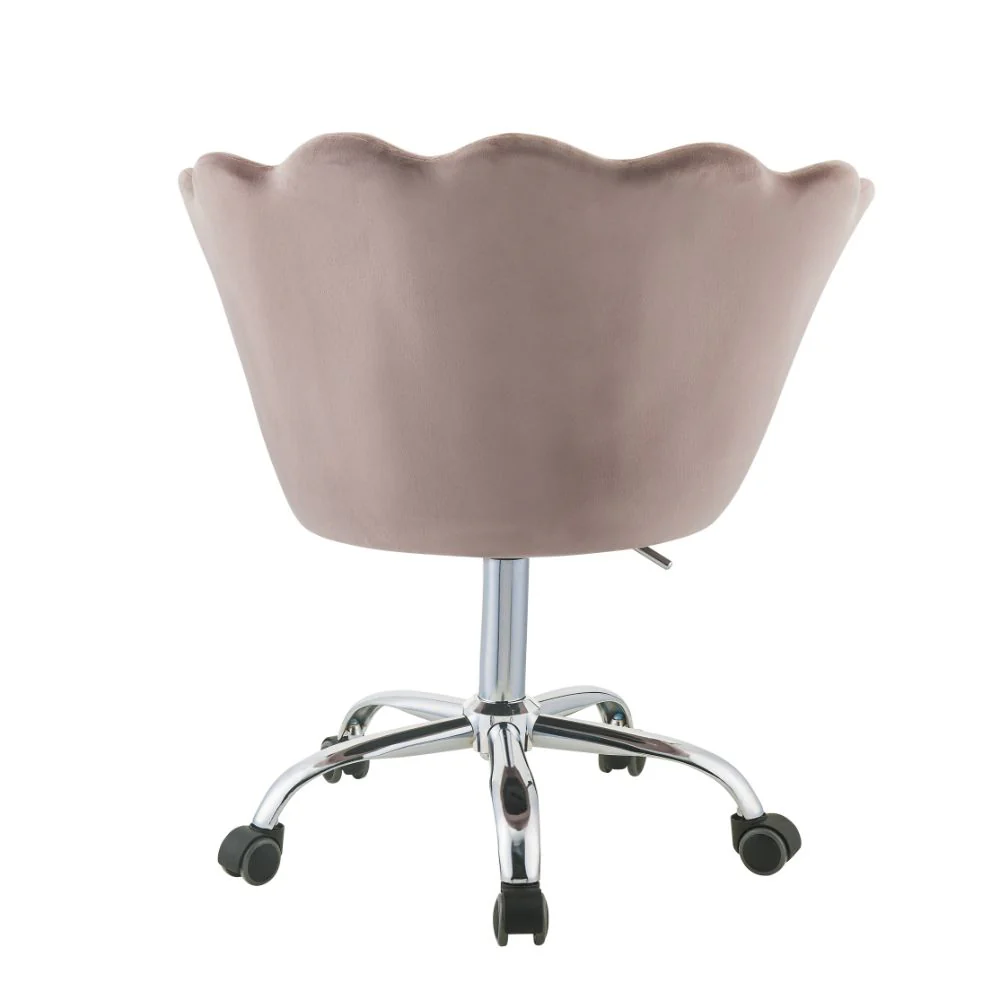 Micco Rose Quartz Velvet & Chrome Office Chair - Image 5