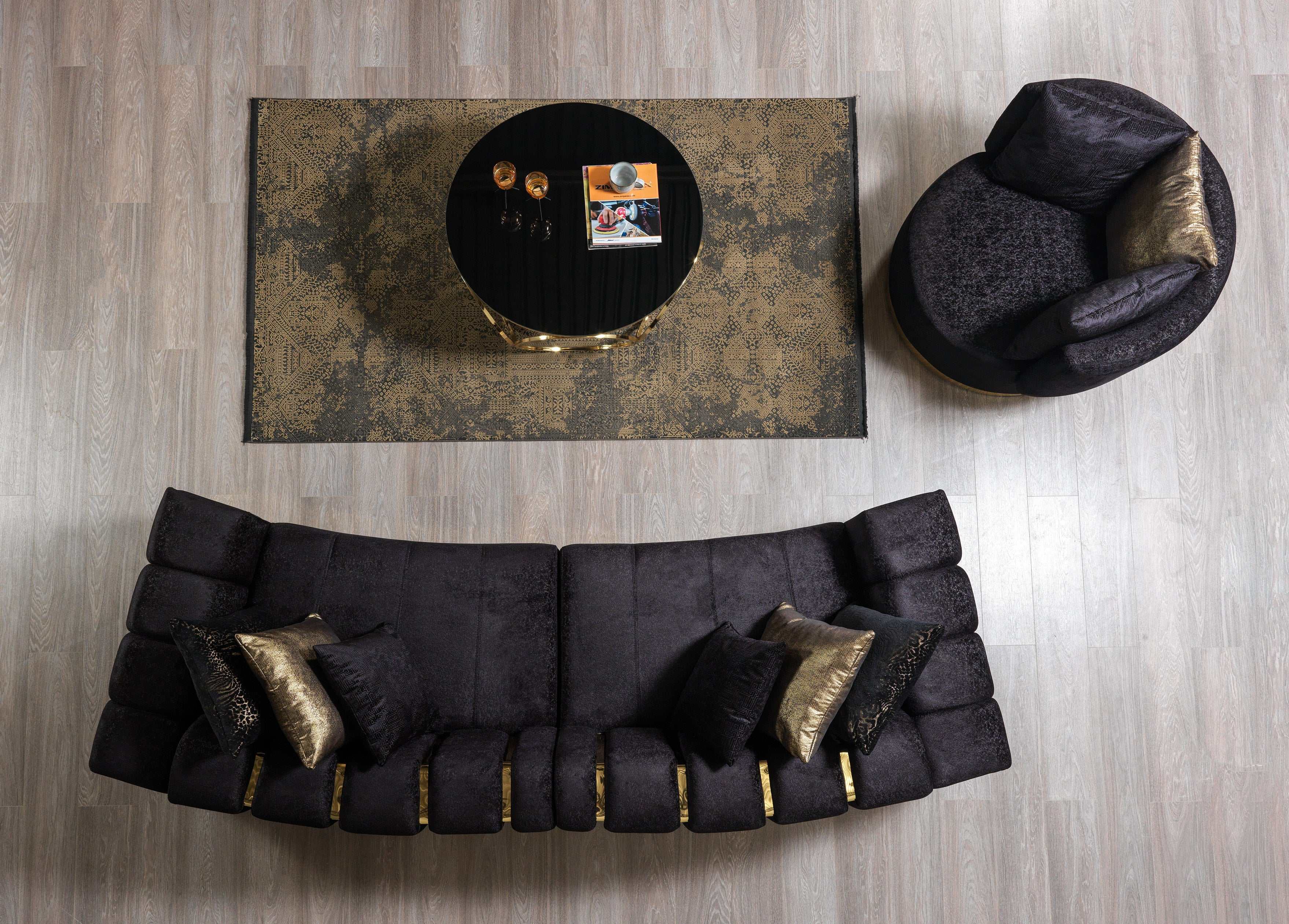 Michelle Black Velvet Curved Sectional - Image 6