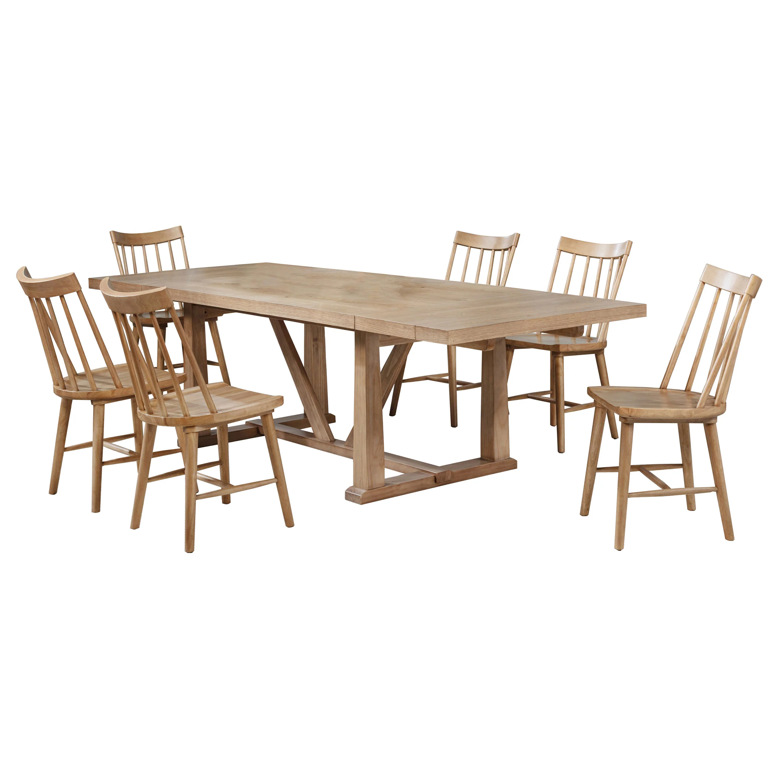 Middleton Natural Brown 7-piece Extension Leaf Dining Set - Image 2