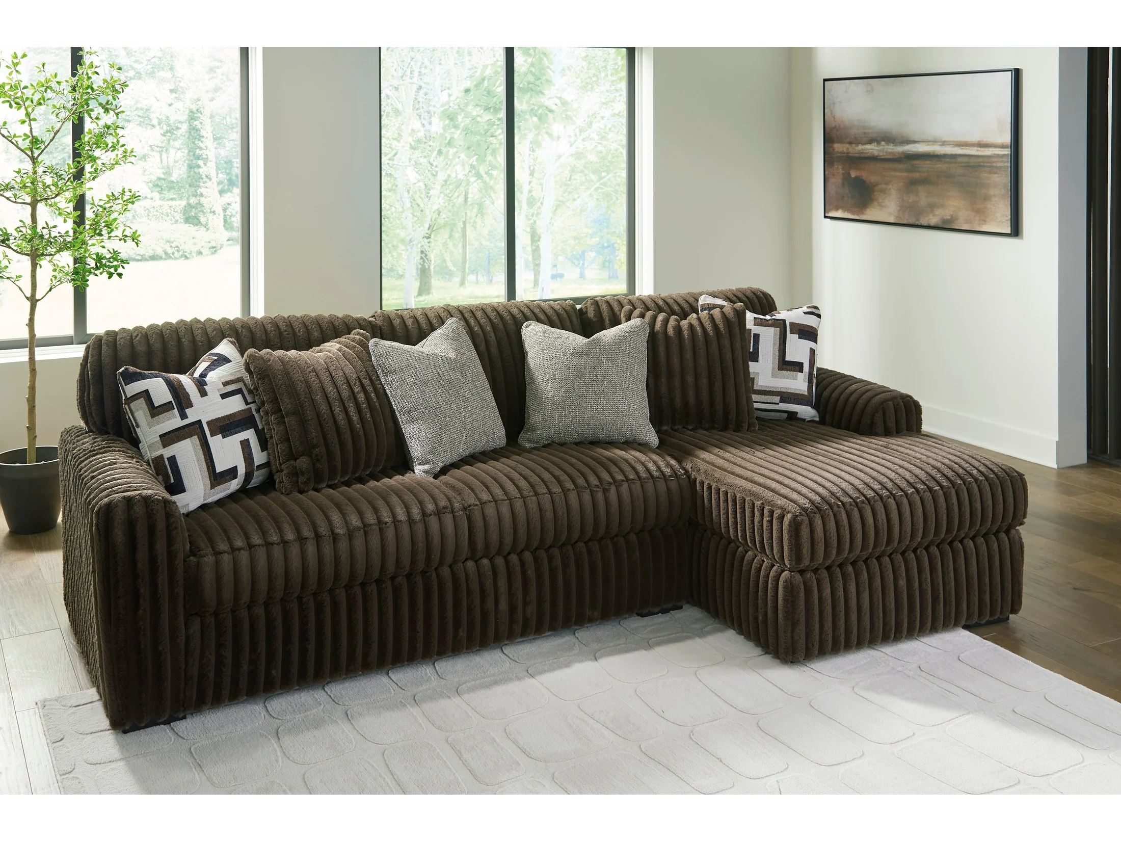 Midnight-Madness Chocolate 2-Piece RAF Sectional Sofa with Chaise