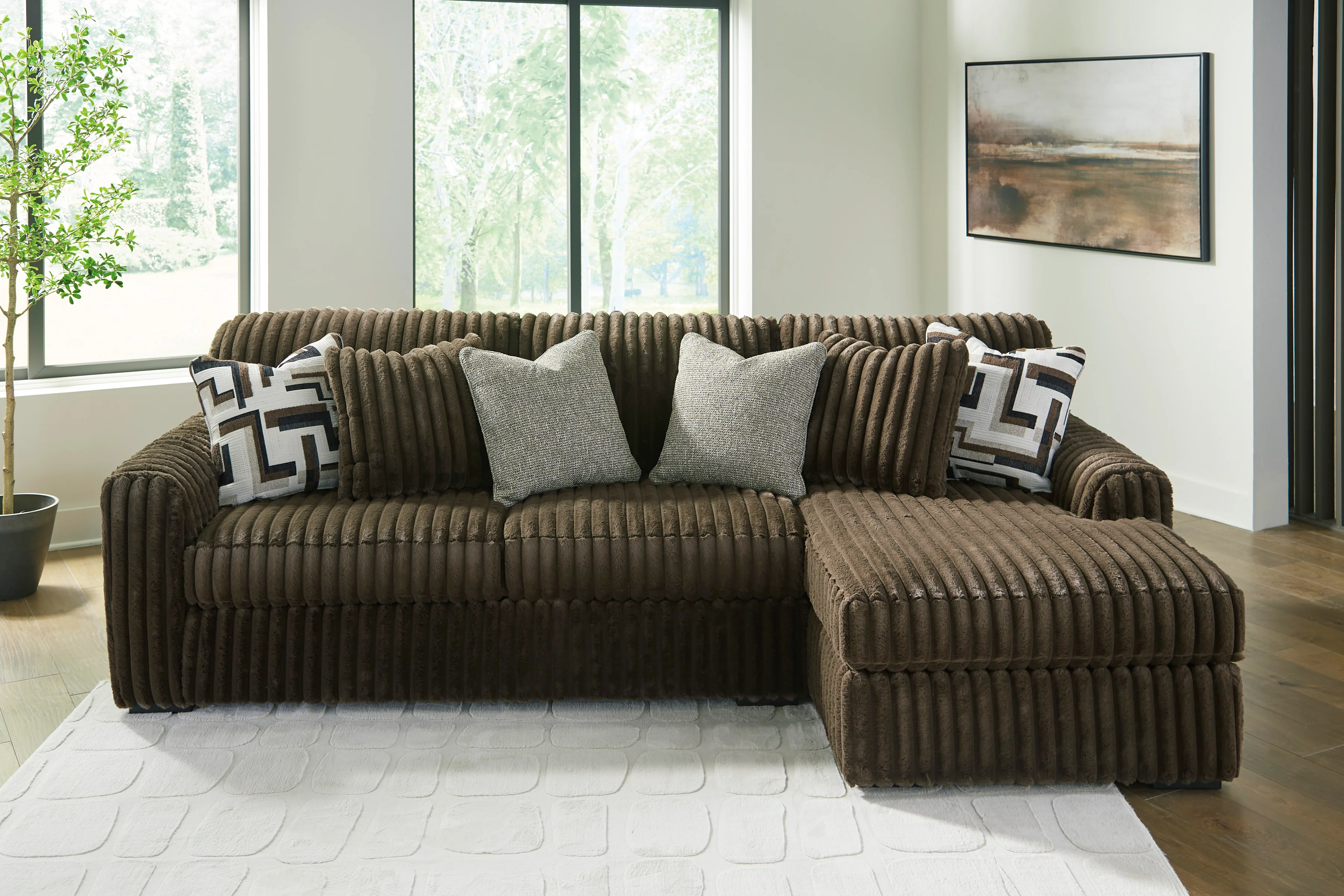Midnight-Madness Chocolate 2-Piece RAF Sectional Sofa with Chaise - Image 7